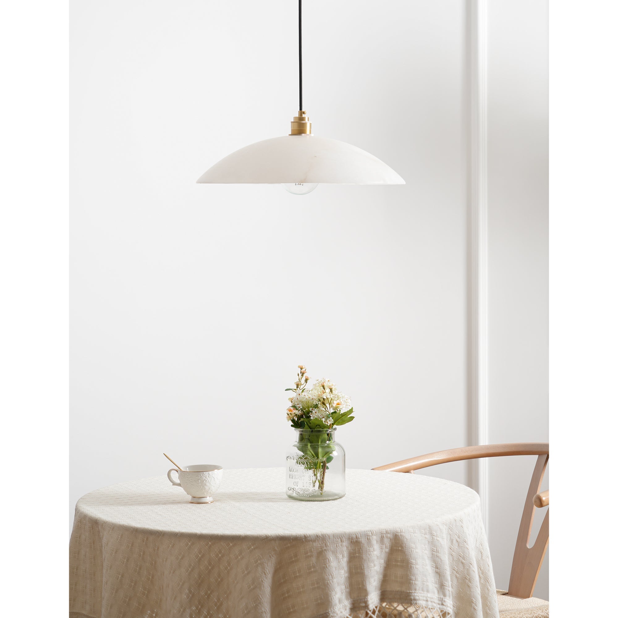 Ljomuvyd Individual Creativity Dome Alabaster Pendant Light - Neutralighting