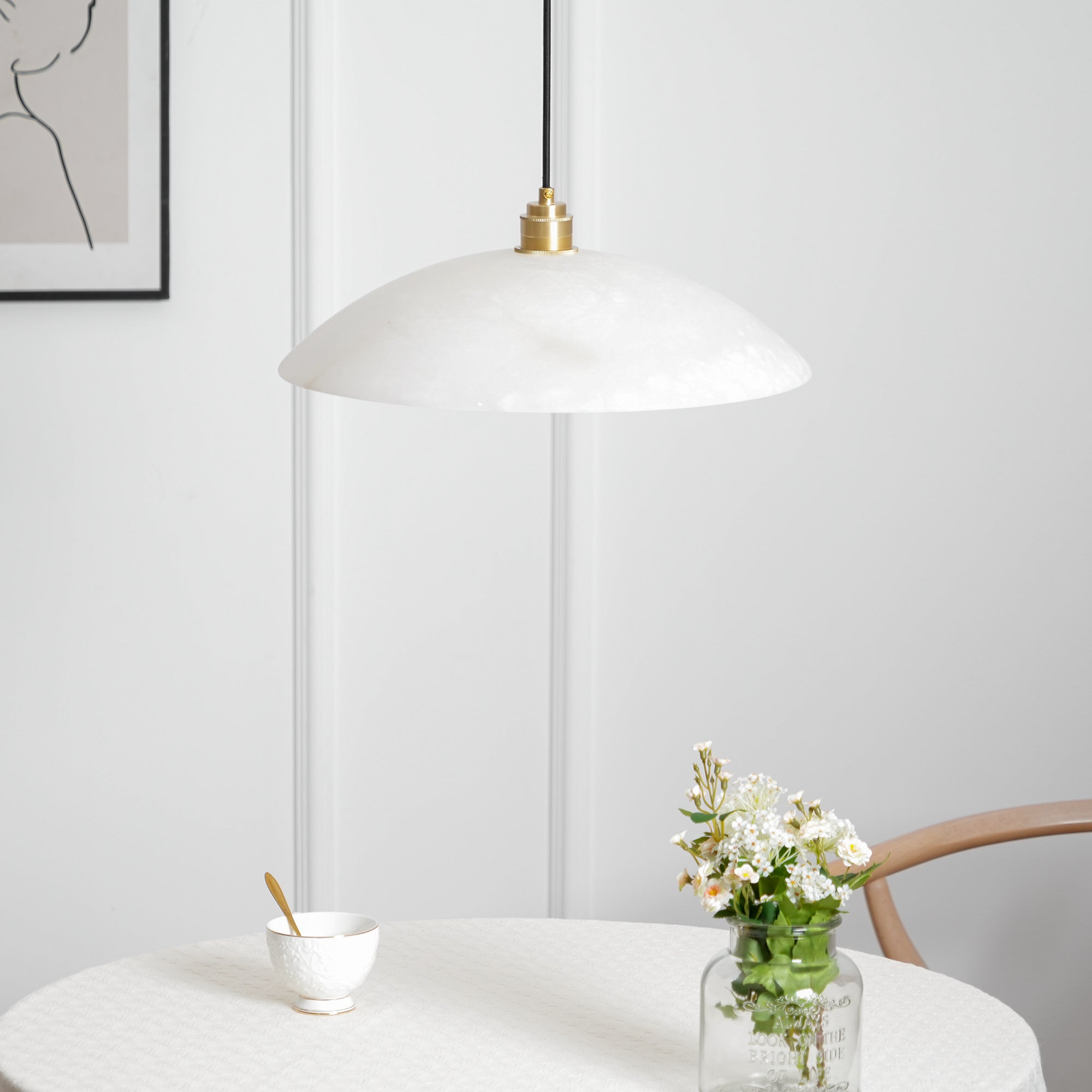 Ljomuvyd Individual Creativity Dome Alabaster Pendant Light - Neutralighting