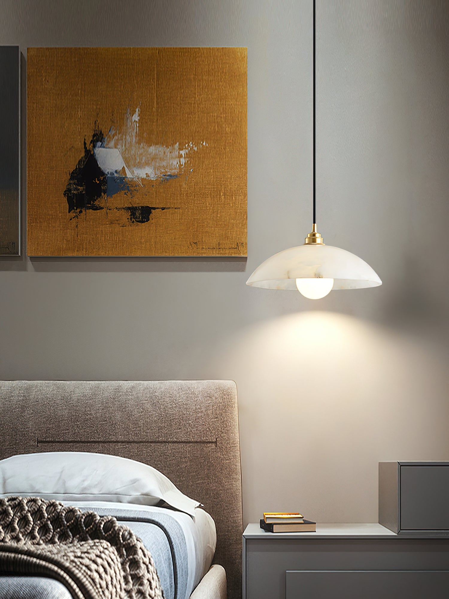 Ljomuvyd Individual Creativity Dome Alabaster Pendant Light - Neutralighting
