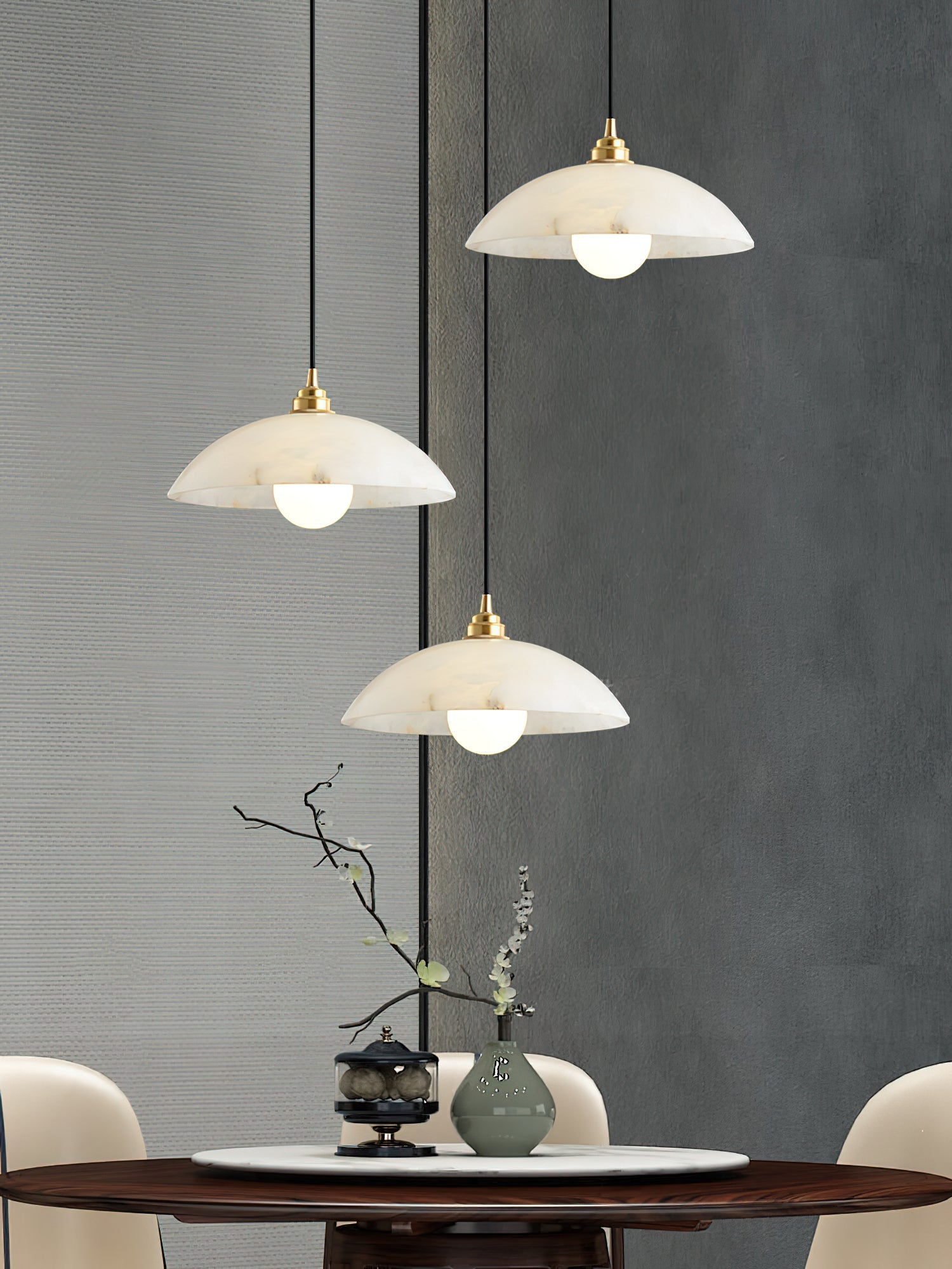 Ljomuvyd Individual Creativity Dome Alabaster Pendant Light - Neutralighting