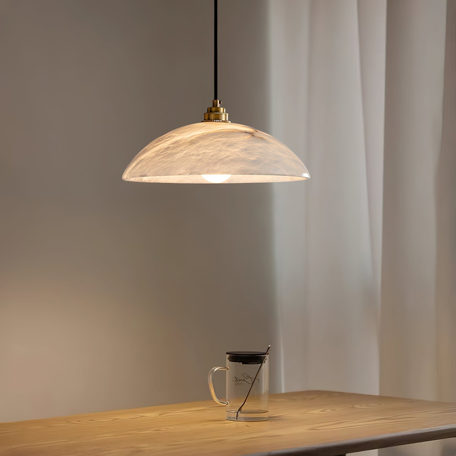 Ljomuvyd Individual Creativity Dome Alabaster Pendant Light - Neutralighting