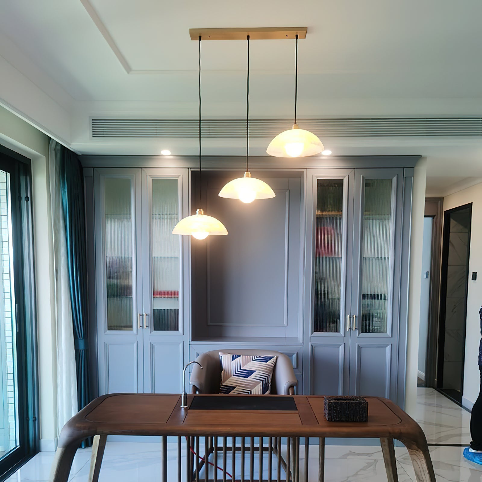 Ljomuvyd Individual Creativity Dome Alabaster Pendant Light - Neutralighting