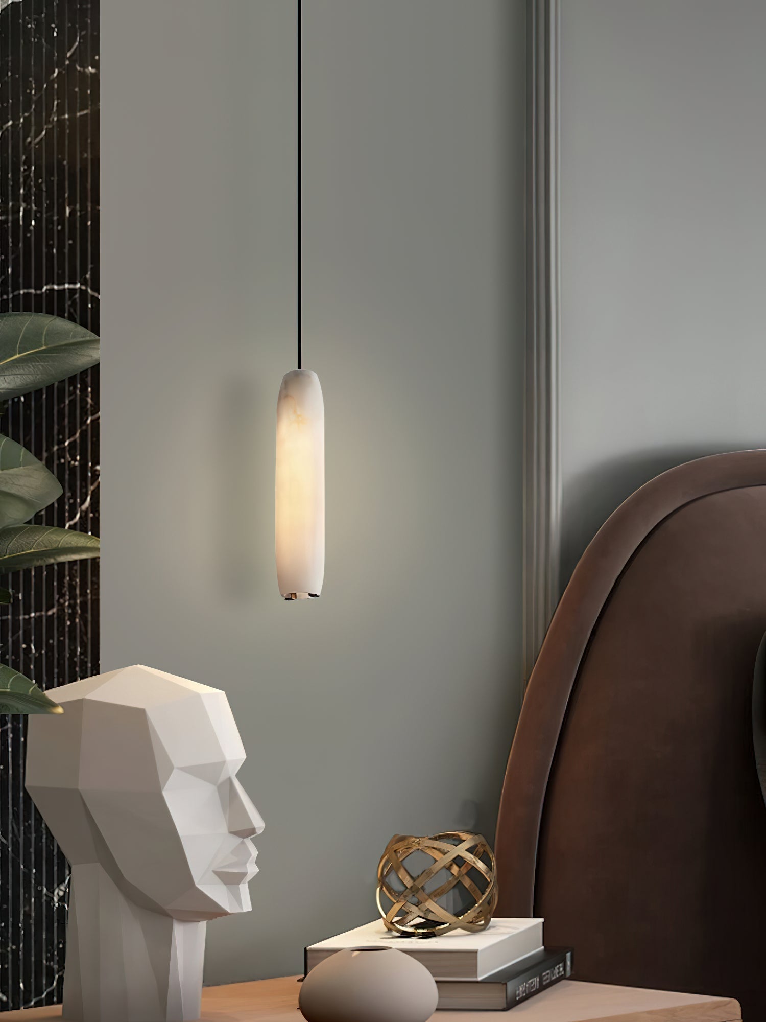 Kvennuvye Flute Modern Minimalist Alabaster Pendant Light - Neutralighting