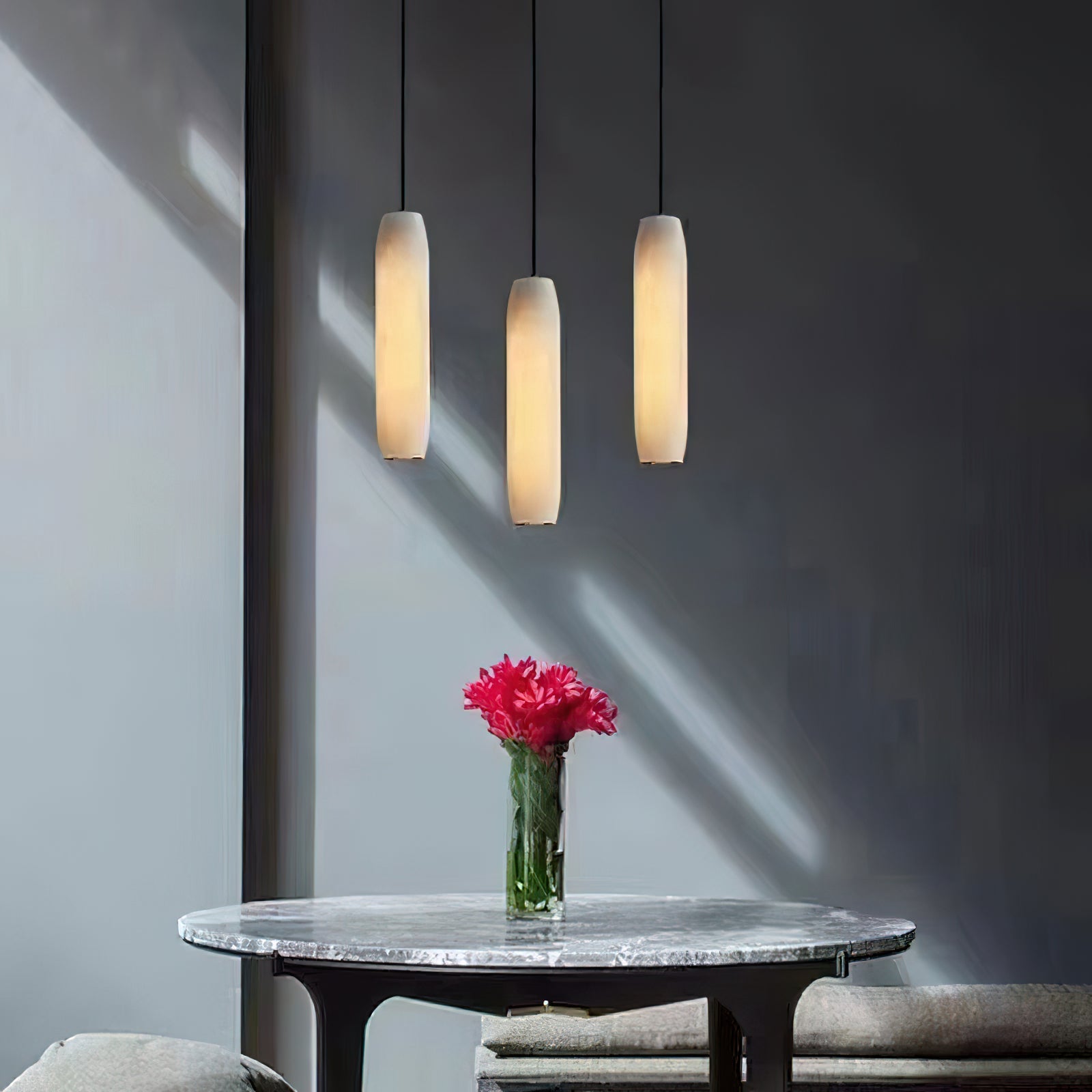 Kvennuvye Flute Modern Minimalist Alabaster Pendant Light - Neutralighting
