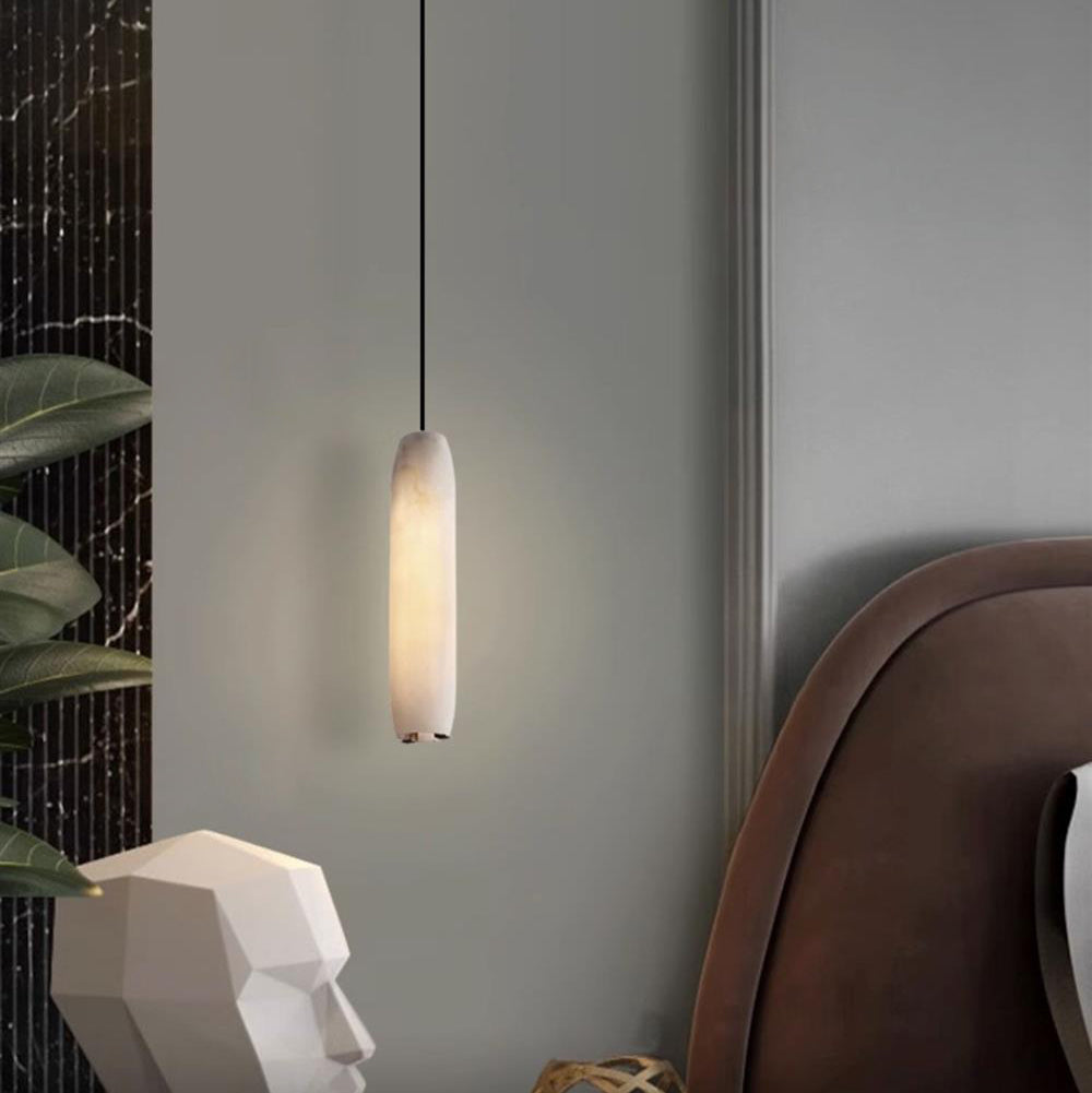 Kvennuvye Flute Modern Minimalist Alabaster Pendant Light - Neutralighting