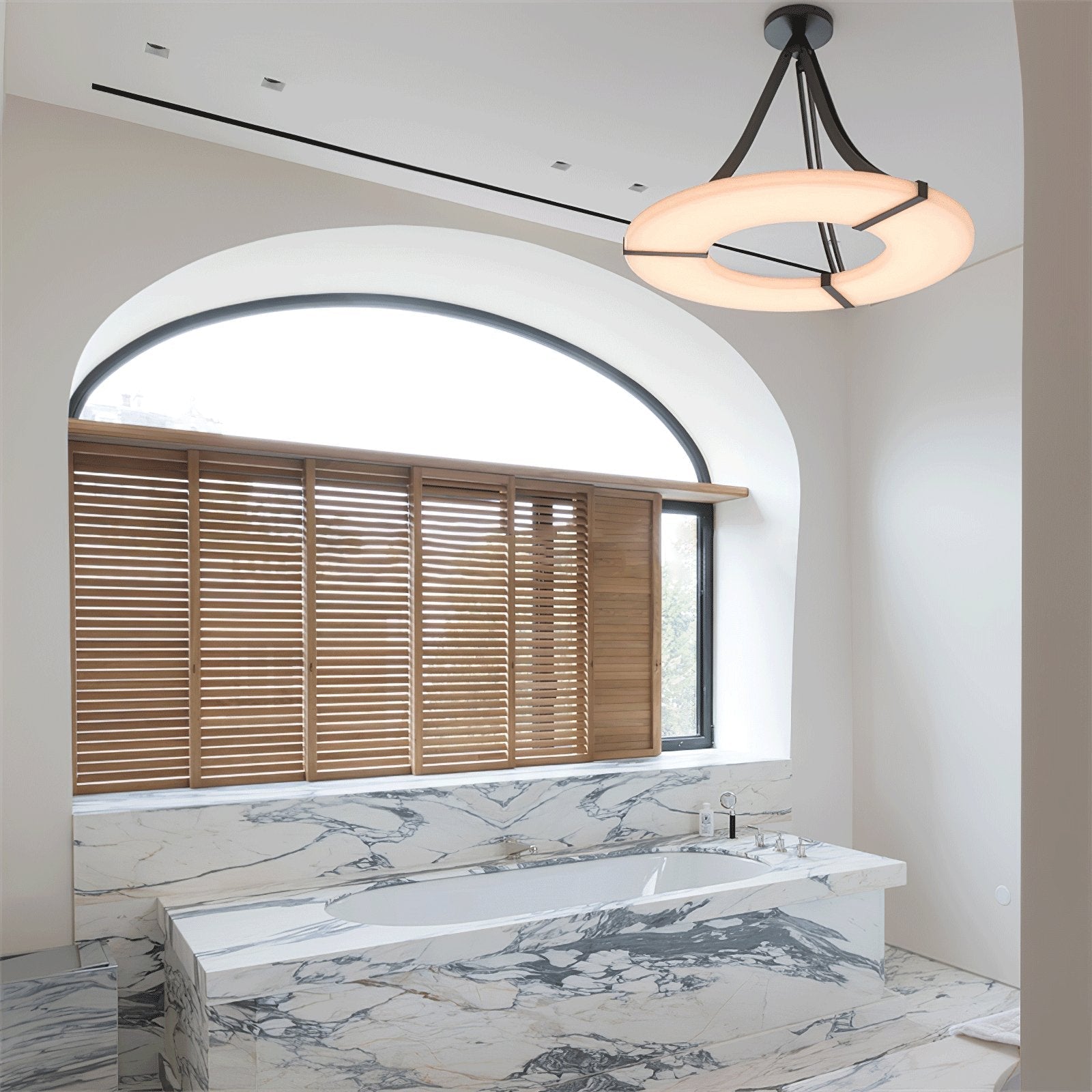 Althea Alabaster Ring Pendant Light Chandelier - Neutralighting