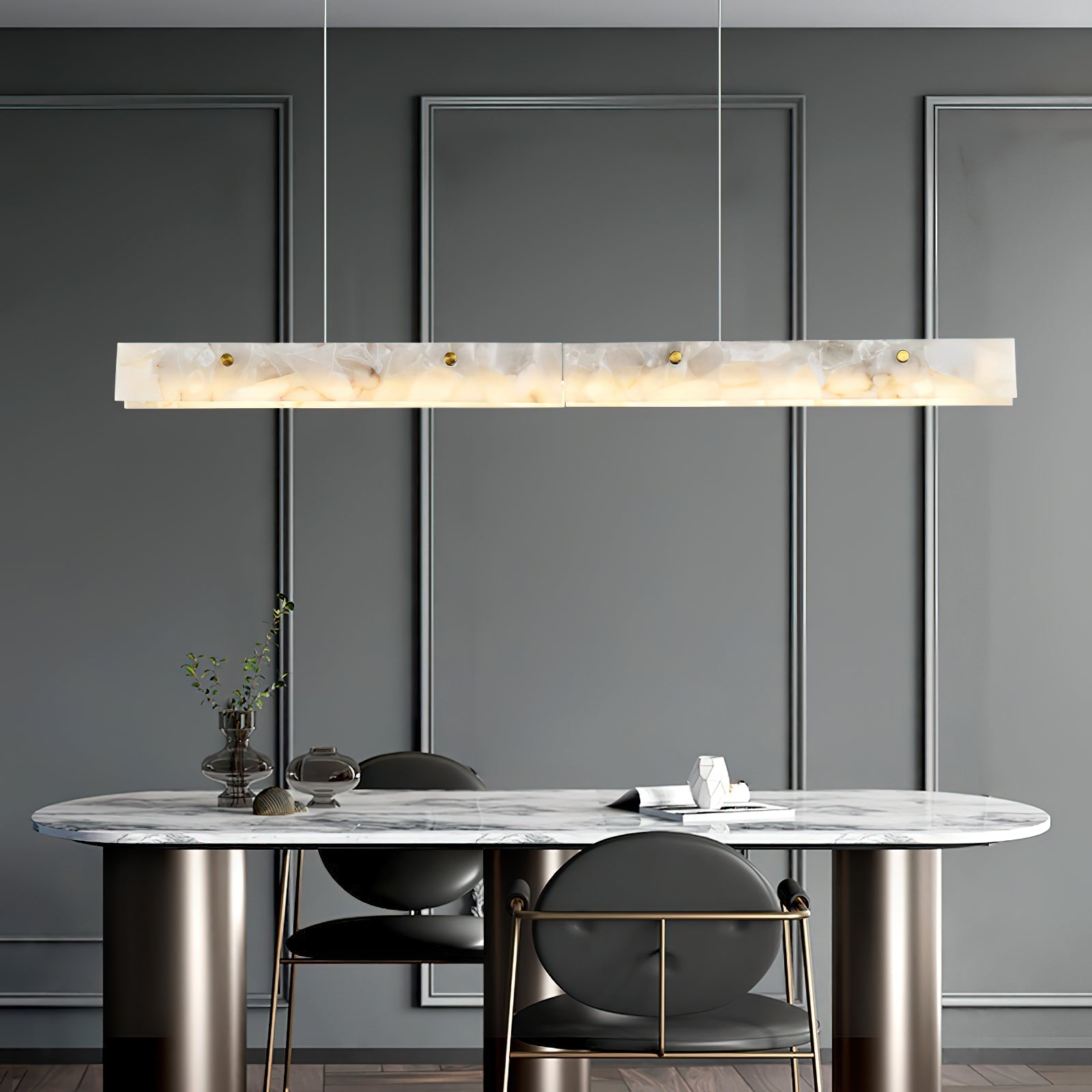 Ljomuvye LED Modern Linear Alabaster Pendant Light - Neutralighting