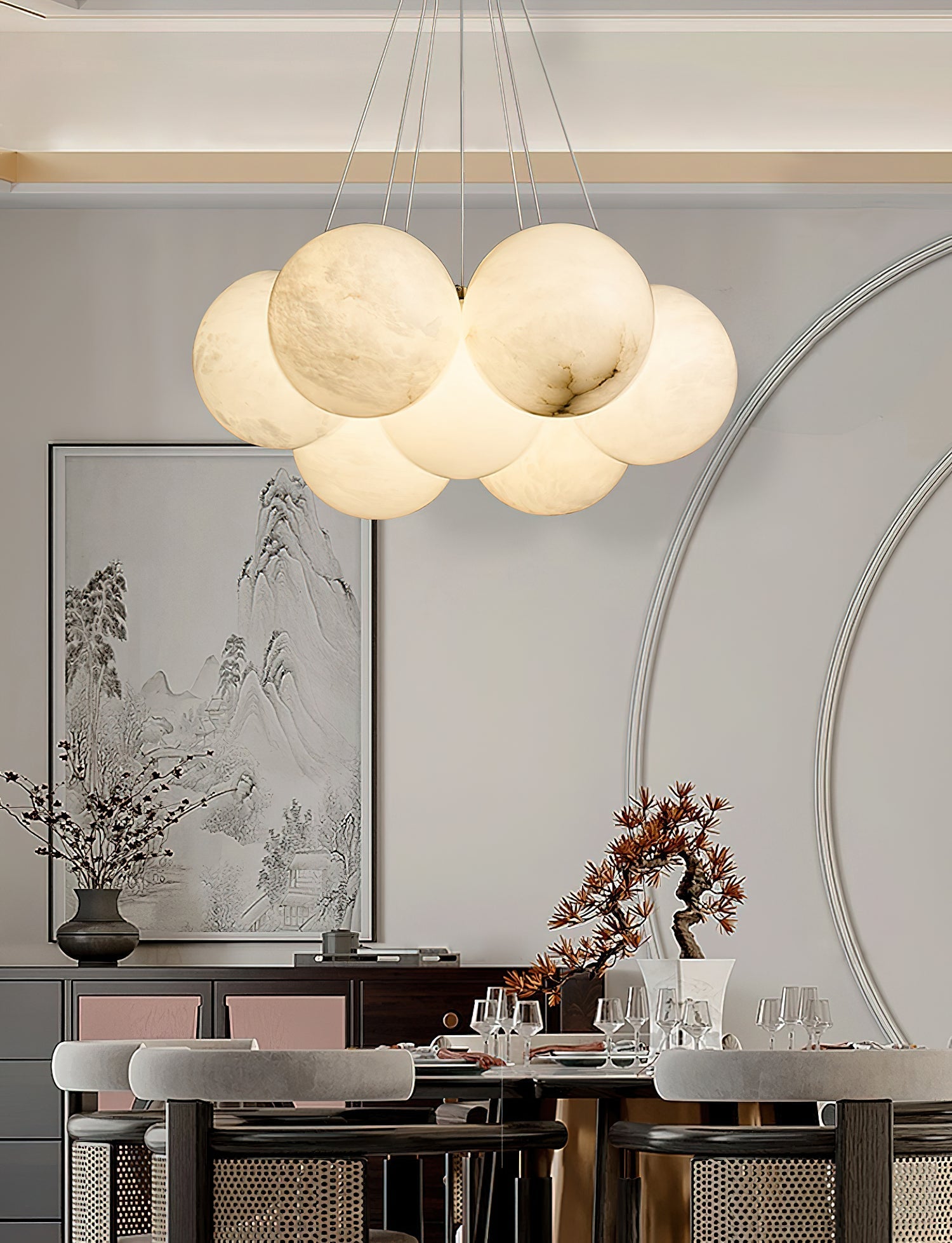 Norduvyd Alabaster Cluster Lunar Chandelier - Neutralighting