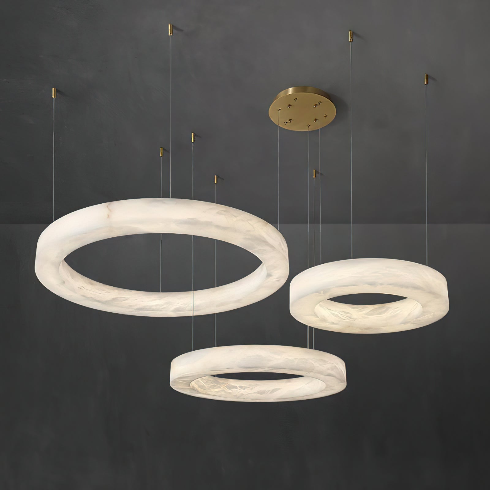 Plotuvyn Postmodern Luxury Ring Alabaster Chandelier - Neutralighting