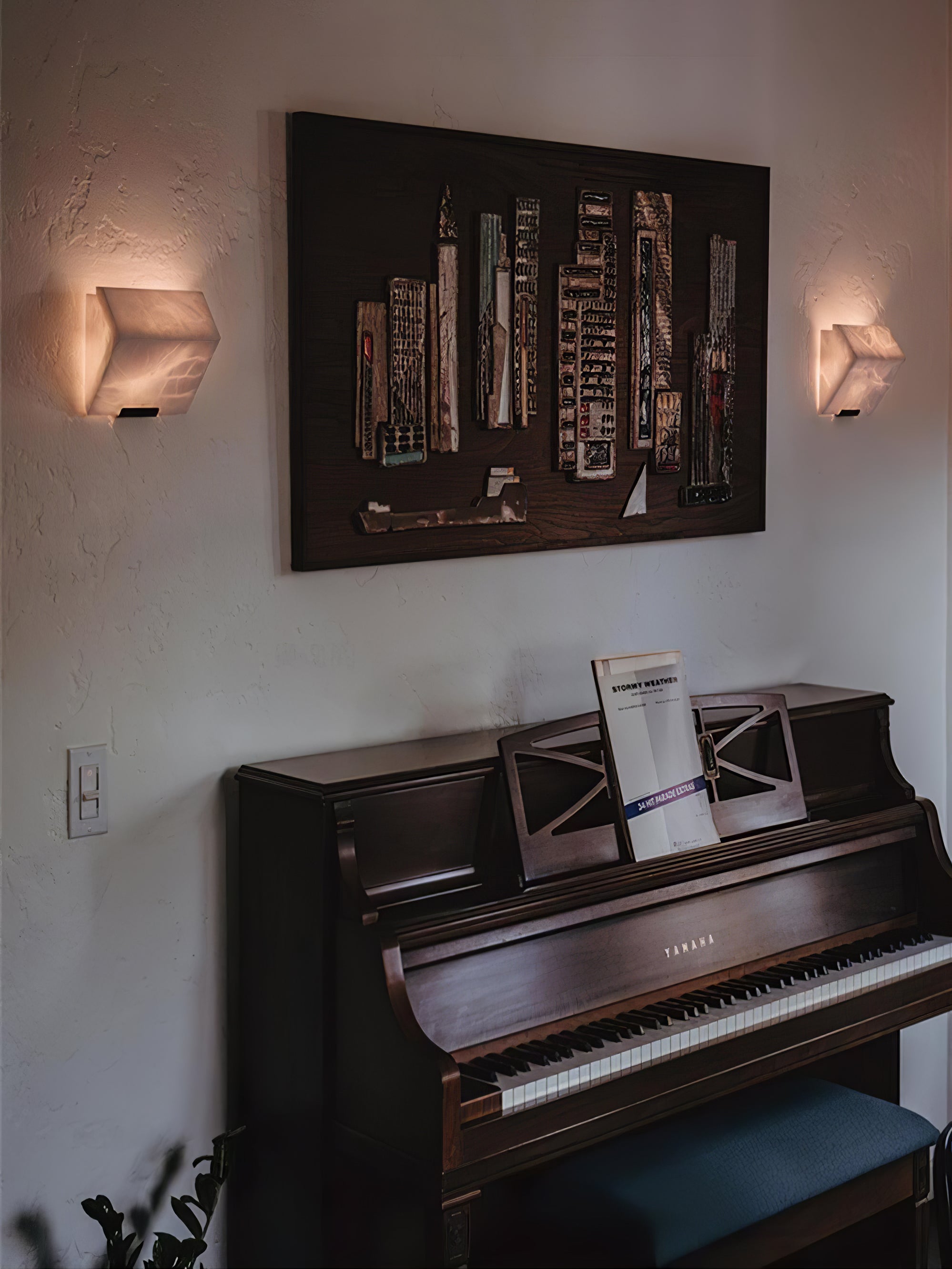 Alabaster Wall Lamp Staircase Sculptural Cubes - Neutralighting