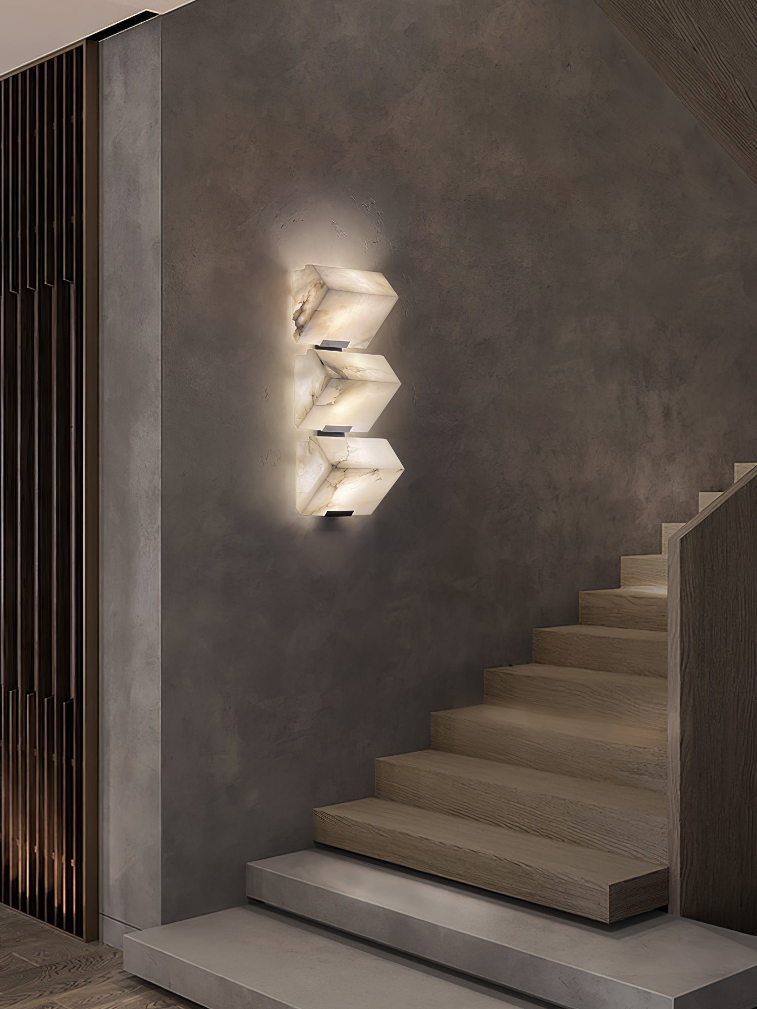 Alabaster Wall Lamp Staircase Sculptural Cubes - Neutralighting