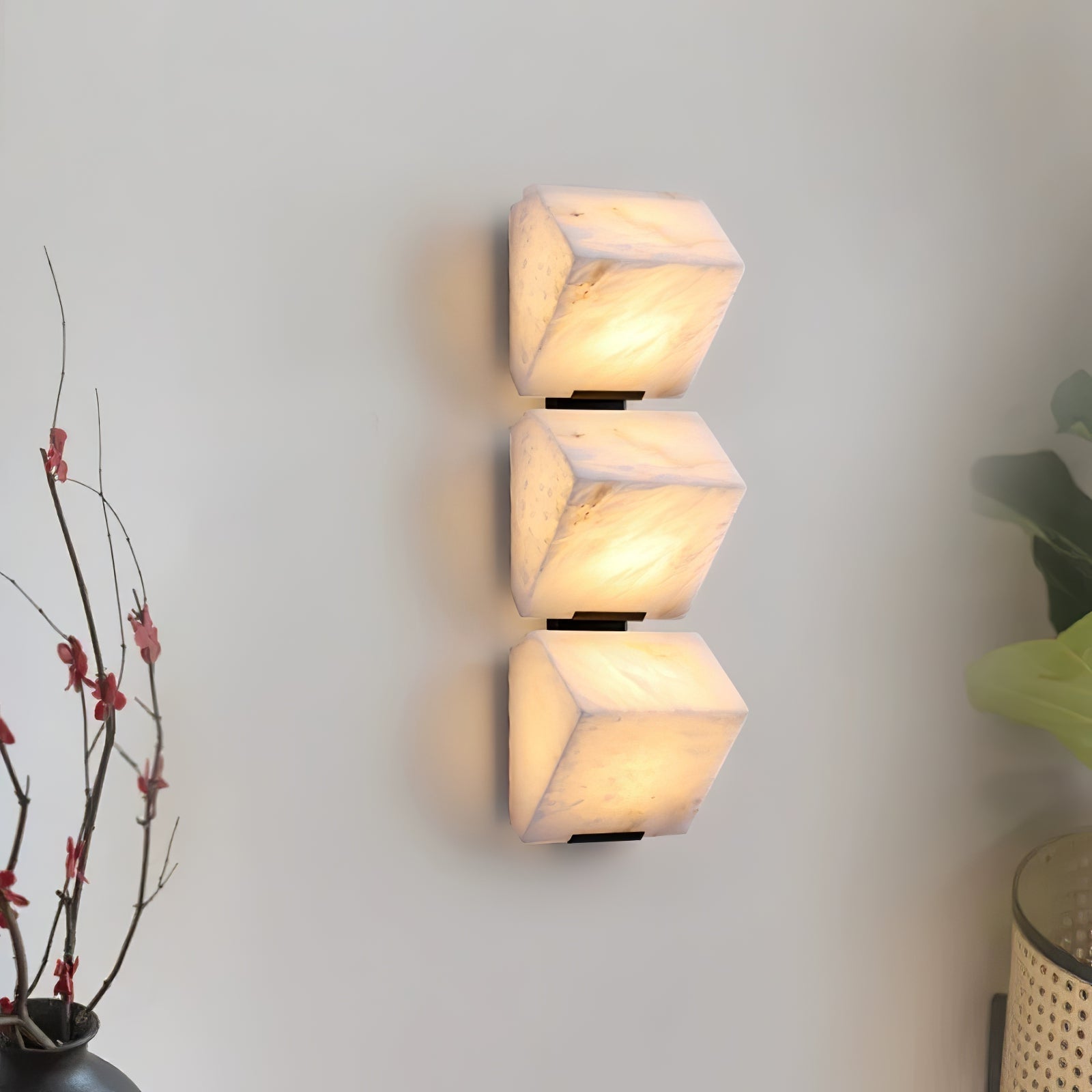 Alabaster Wall Lamp Staircase Sculptural Cubes - Neutralighting