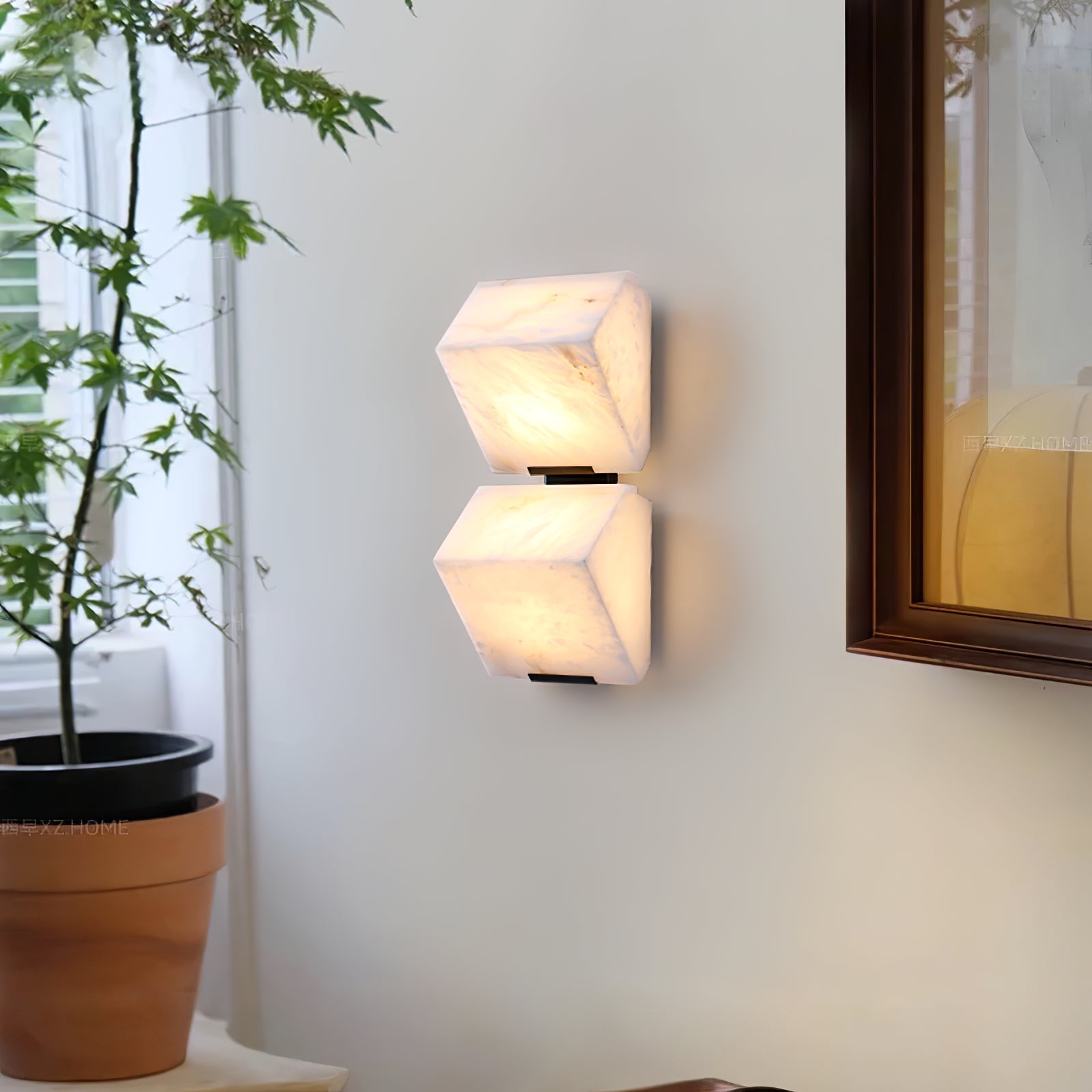 Alabaster Wall Lamp Staircase Sculptural Cubes - Neutralighting