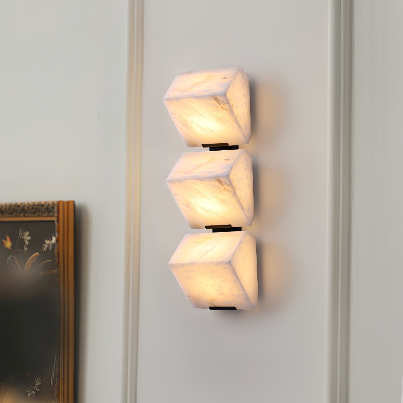 Alabaster Wall Lamp Staircase Sculptural Cubes - Neutralighting