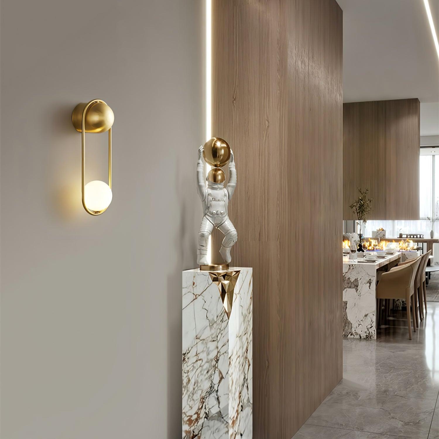 Wall Lamp with Brass Loop Frame and Glass Globe - Neutralighting