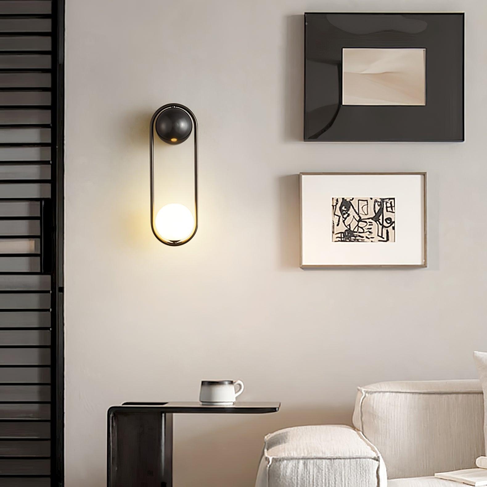 Wall Lamp with Brass Loop Frame and Glass Globe - Neutralighting