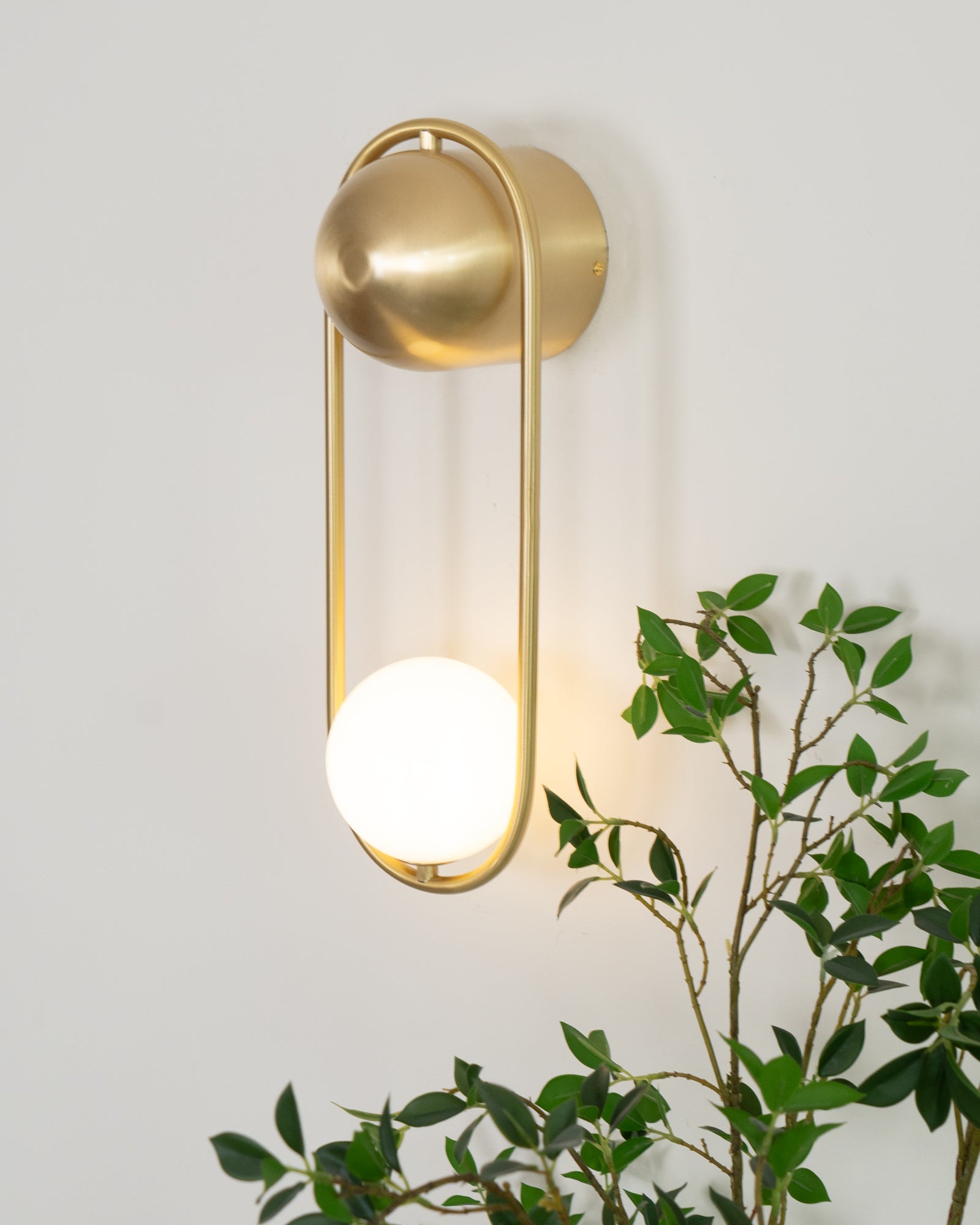 Wall Lamp with Brass Loop Frame and Glass Globe - Neutralighting