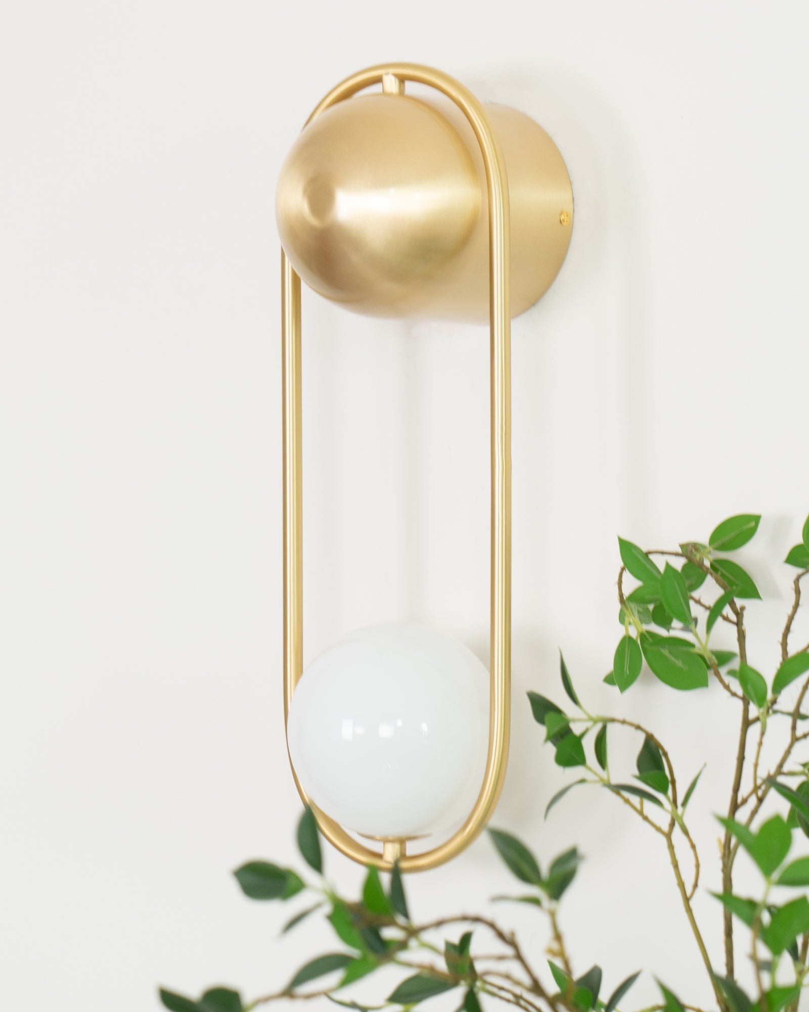 Wall Lamp with Brass Loop Frame and Glass Globe - Neutralighting
