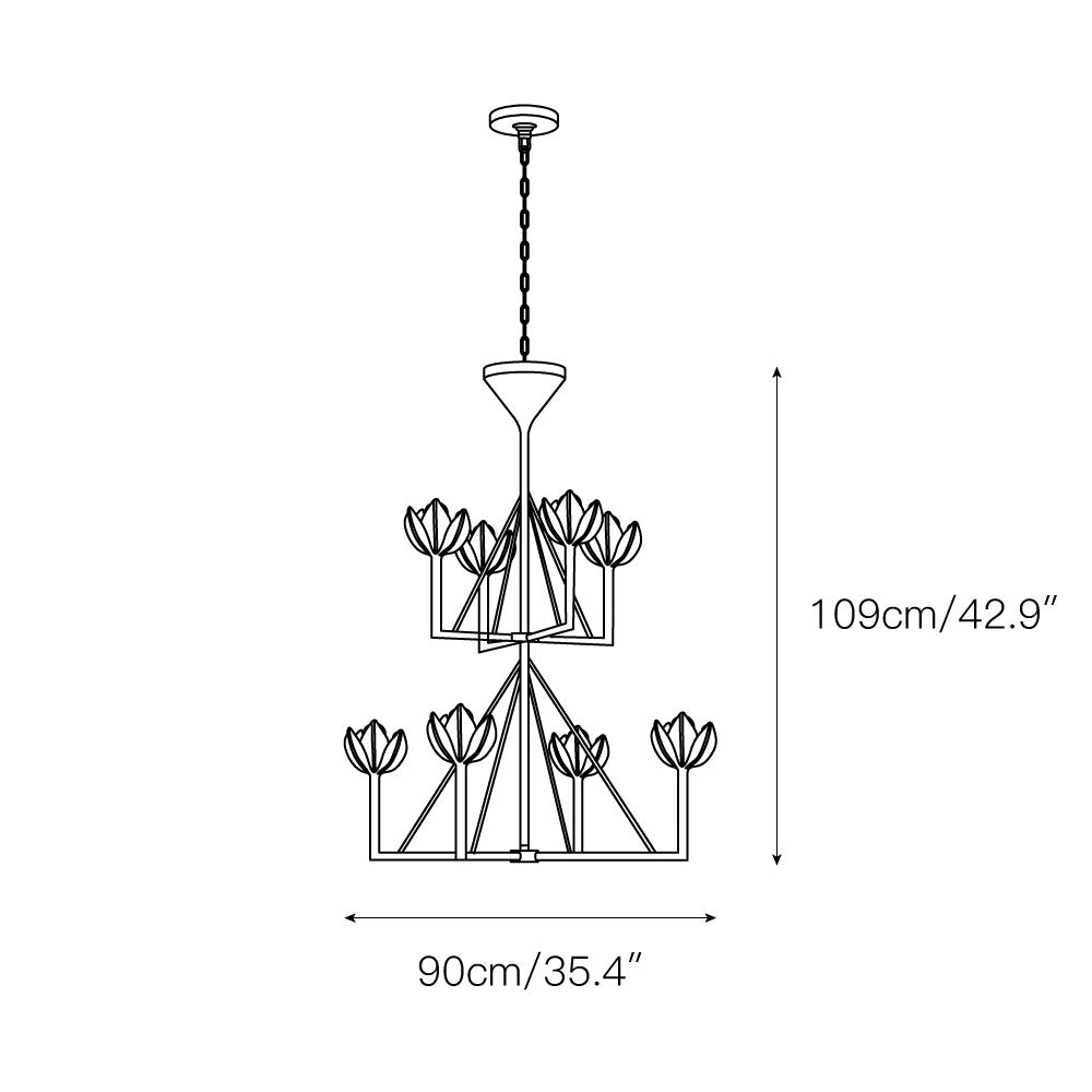 Alberto Modern Minimalist Floral Brass Chandelier - Neutralighting