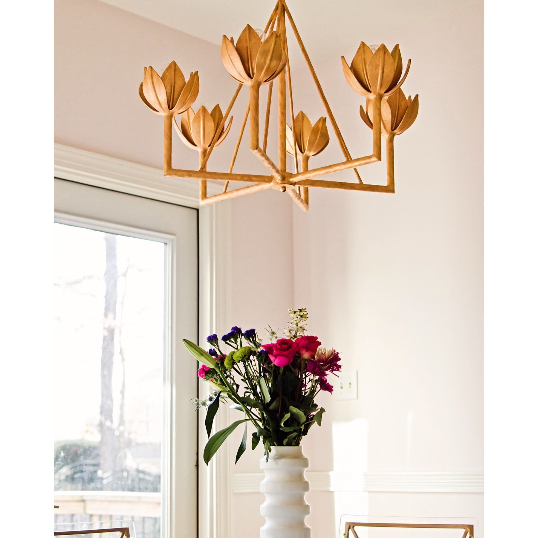 Alberto Modern Minimalist Floral Brass Chandelier - Neutralighting