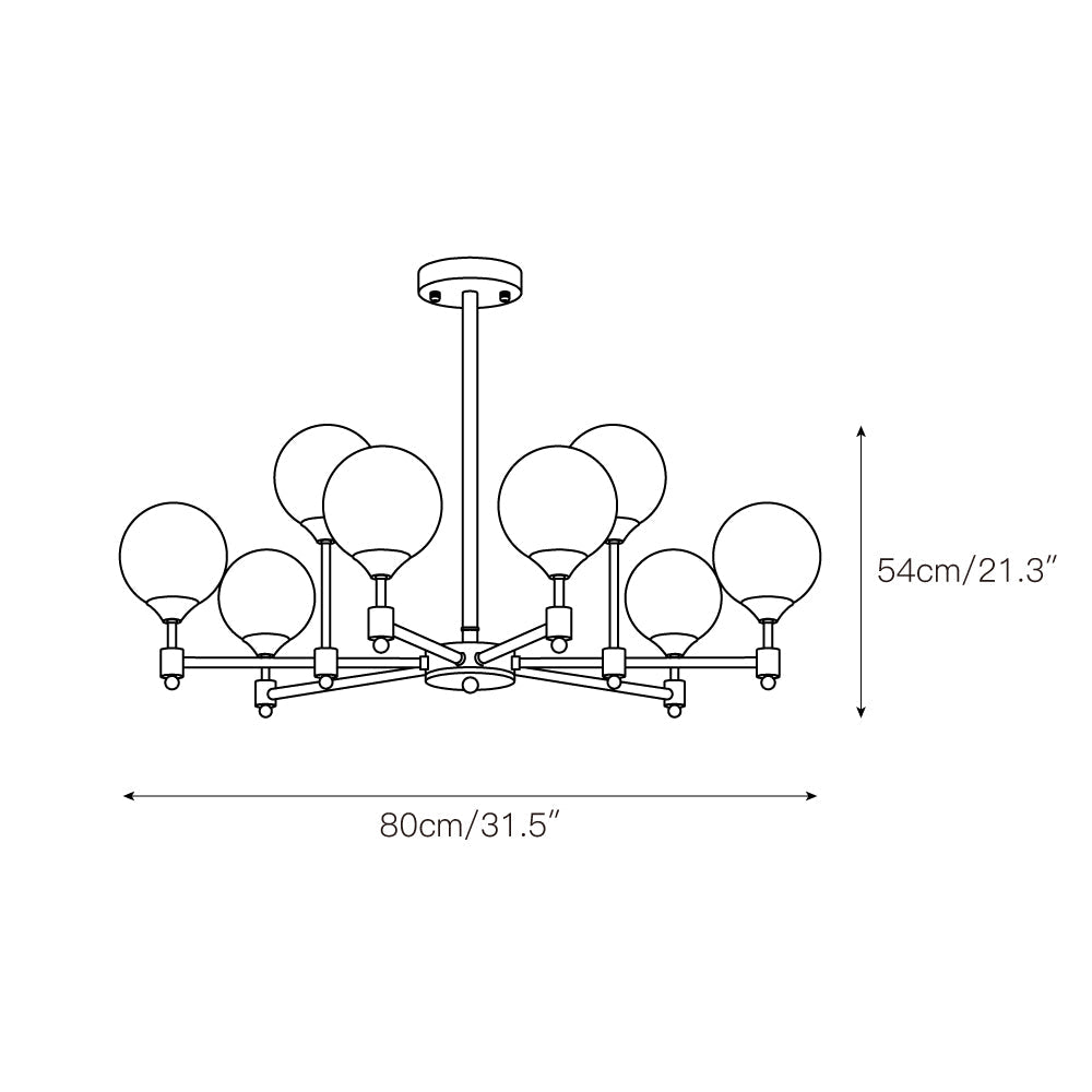 Vatnuvyi Minimalist Globe Glass Chandelier - Neutralighting