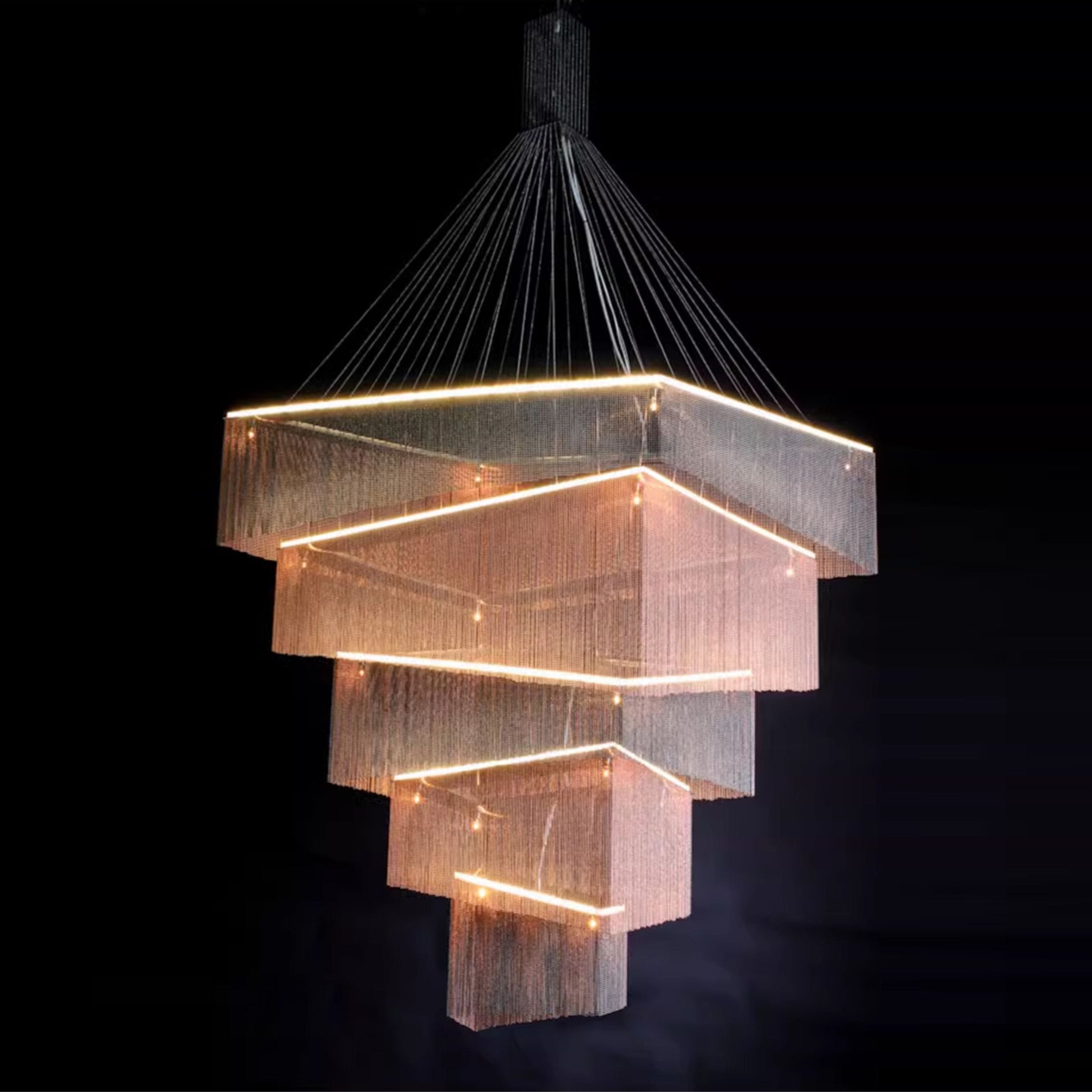Caeluvyn Postmodern Chain Tassel Metal Chandelier - Neutralighting