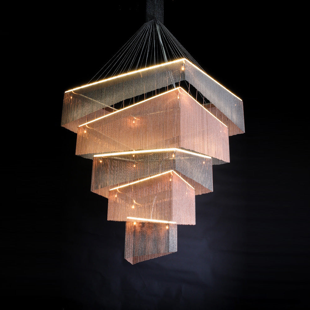 Caeluvyn Postmodern Chain Tassel Metal Chandelier - Neutralighting
