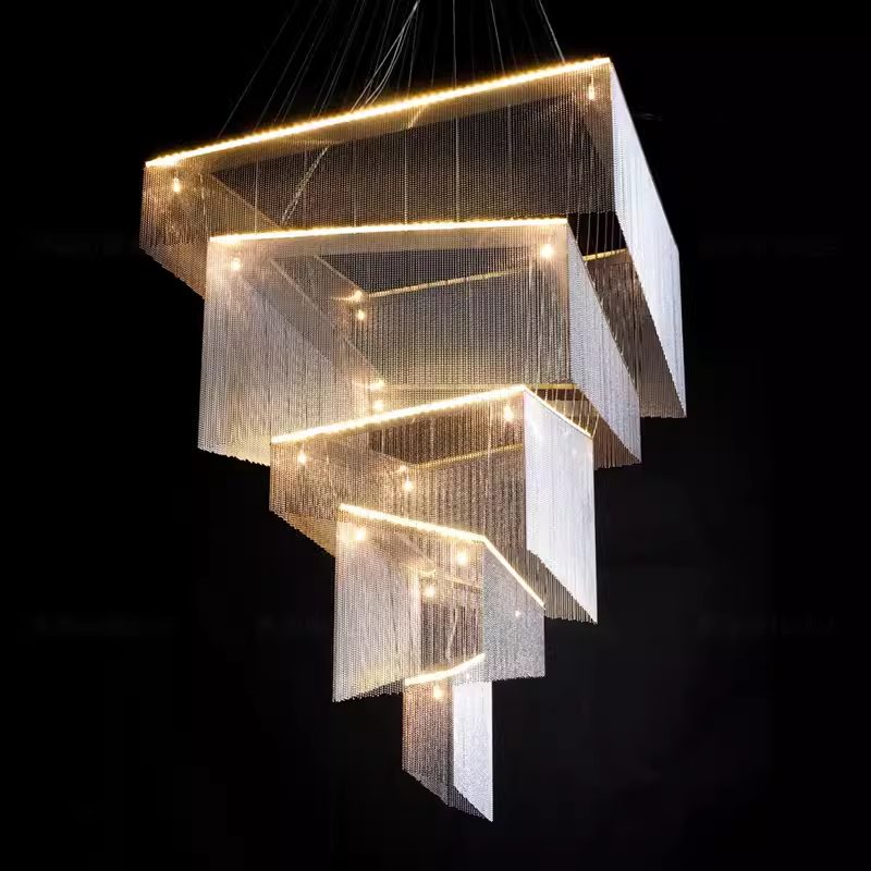 Caeluvyn Postmodern Chain Tassel Metal Chandelier - Neutralighting