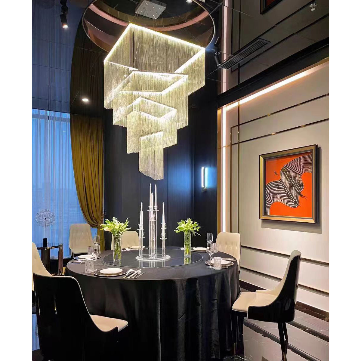 Caeluvyn Postmodern Chain Tassel Metal Chandelier - Neutralighting
