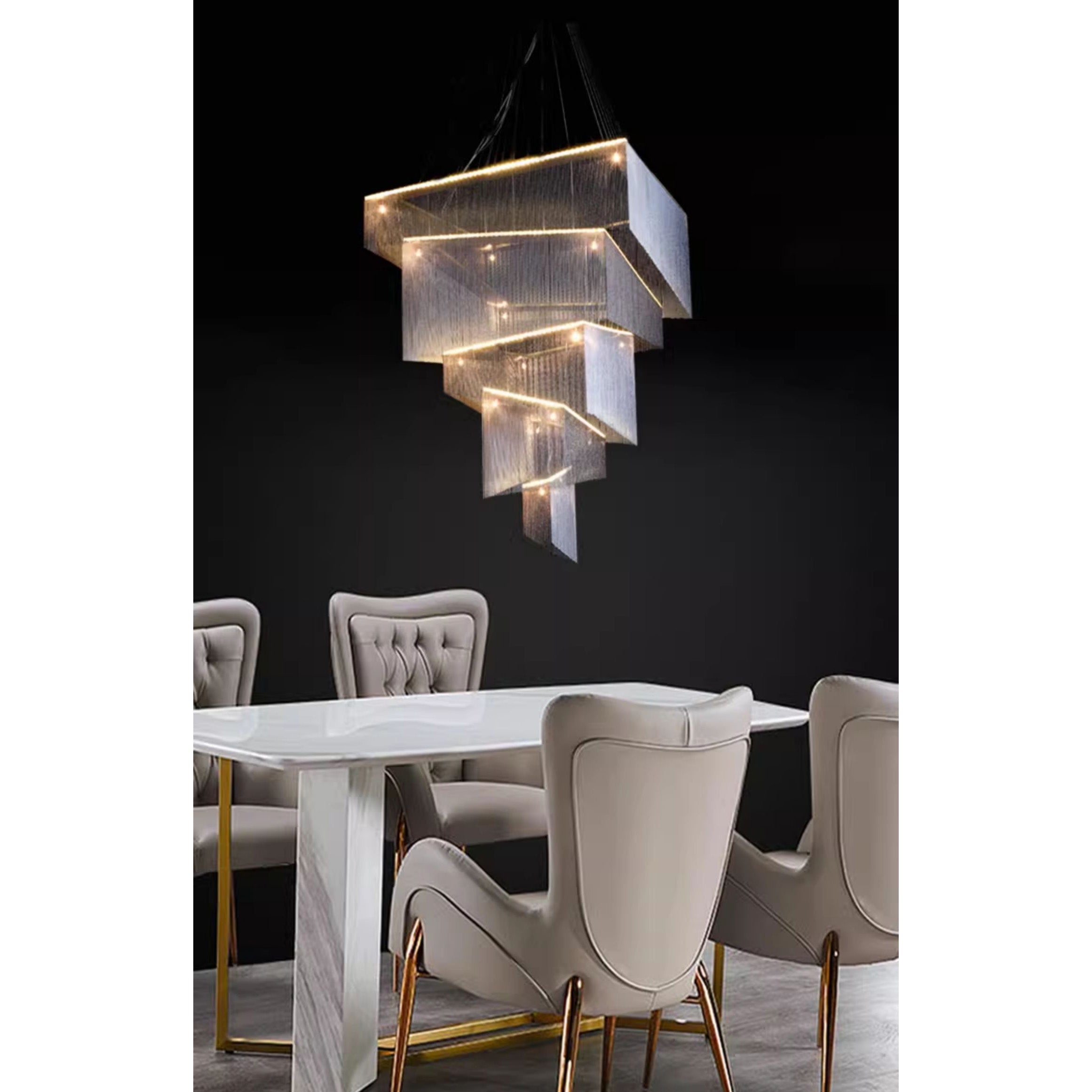 Caeluvyn Postmodern Chain Tassel Metal Chandelier - Neutralighting