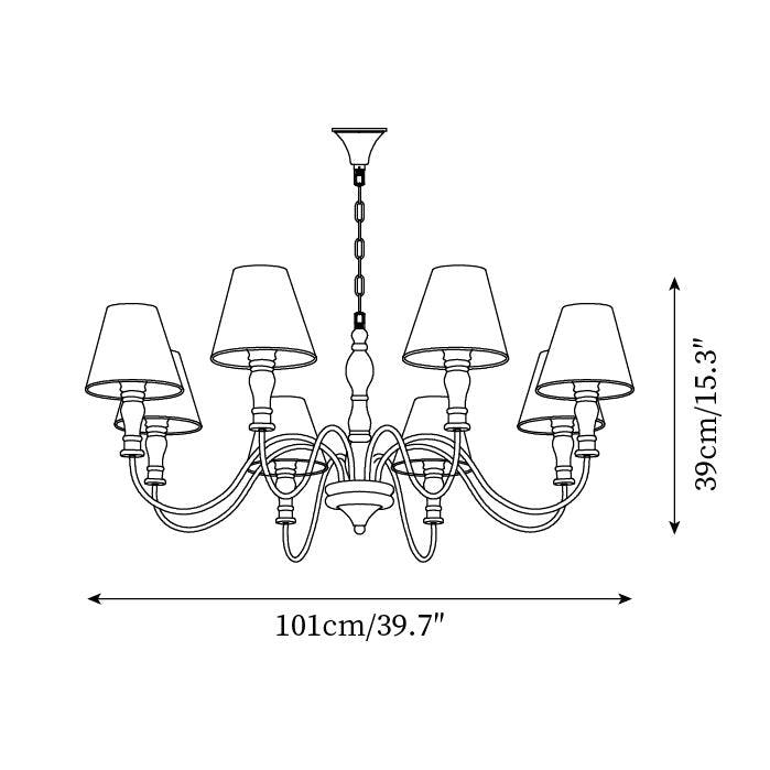 Florinda Floral Fabric Shade Chandelier with Wooden Arms - Neutralighting