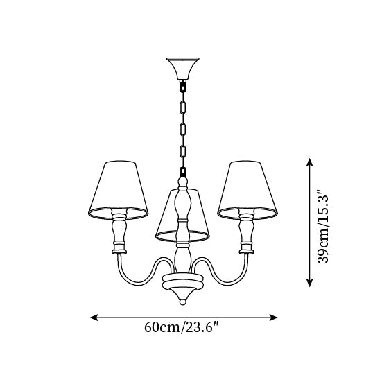 Florinda Floral Fabric Shade Chandelier with Wooden Arms - Neutralighting