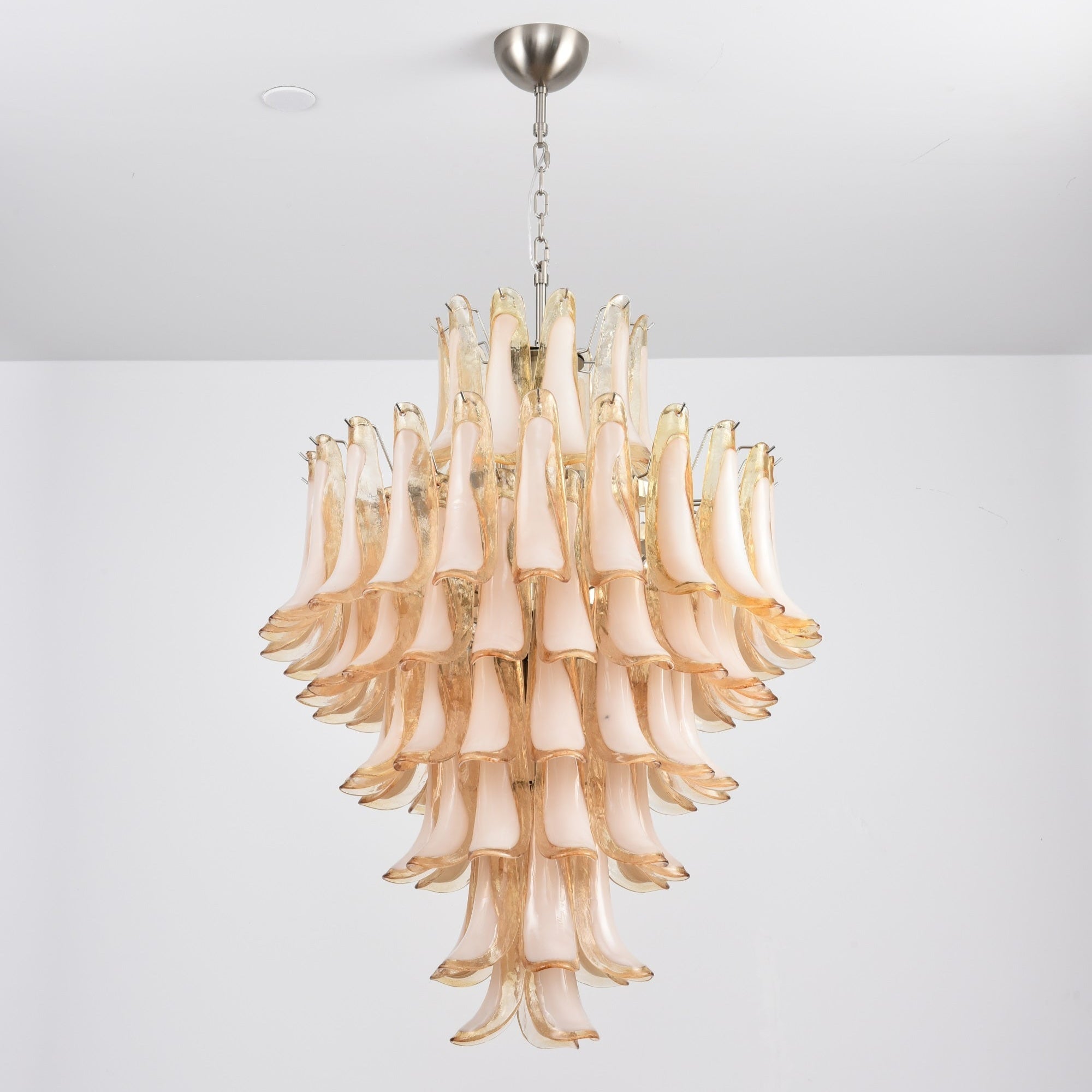 Aurora Chandelier Amber Murano Glass Petal Layered Luxury
