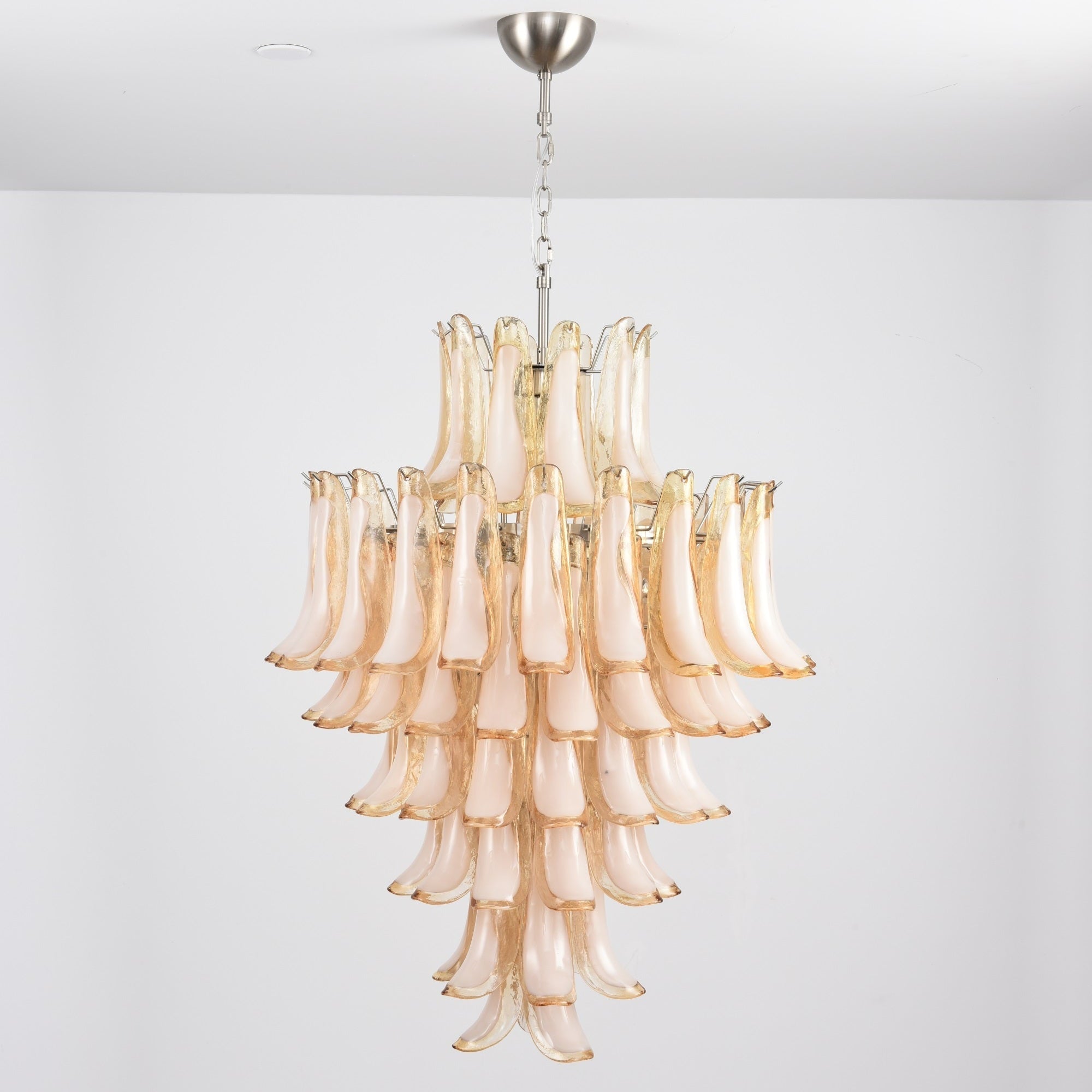 Aurora Chandelier Amber Murano Glass Petal Layered Luxury
