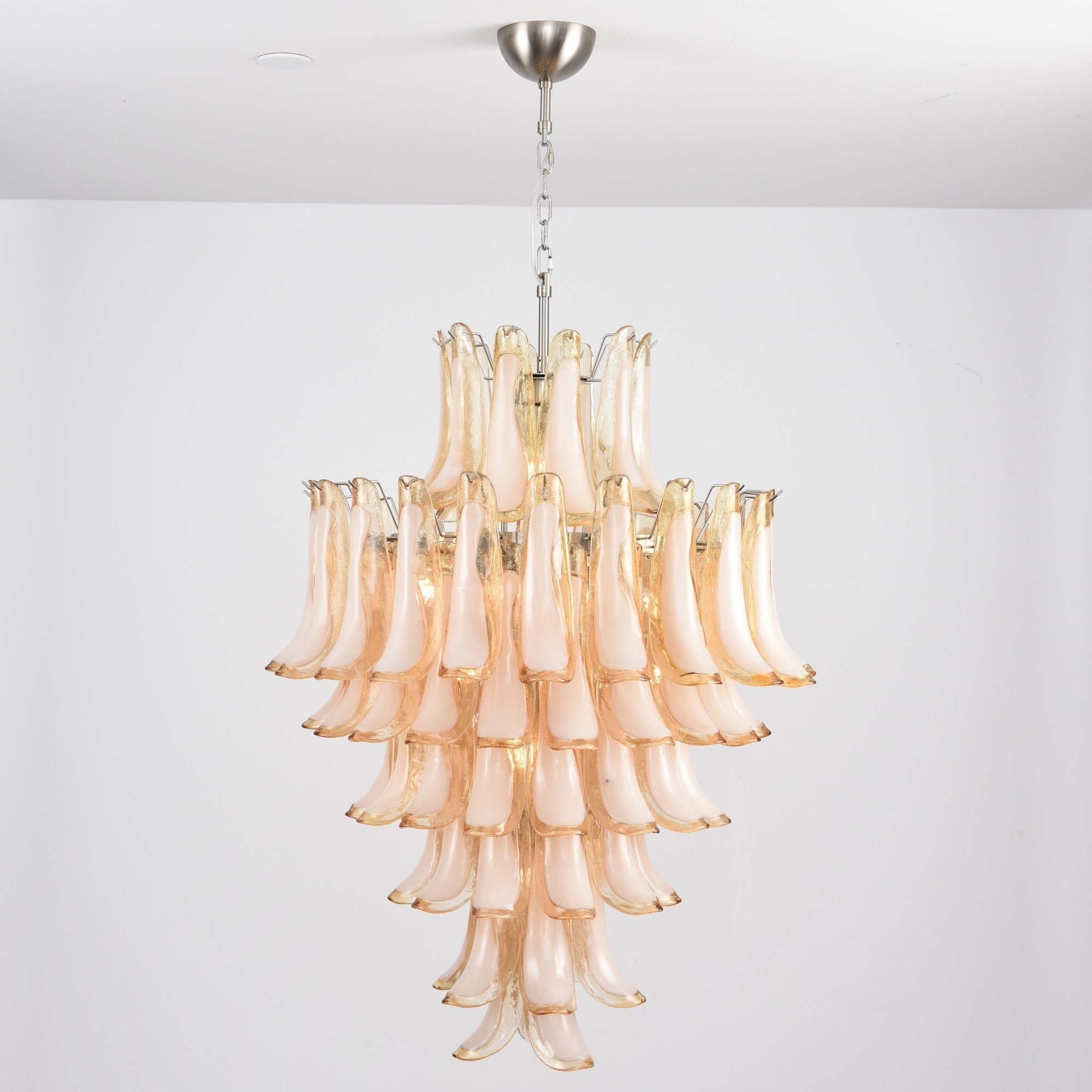 Aurora Chandelier Amber Murano Glass Petal Layered Luxury