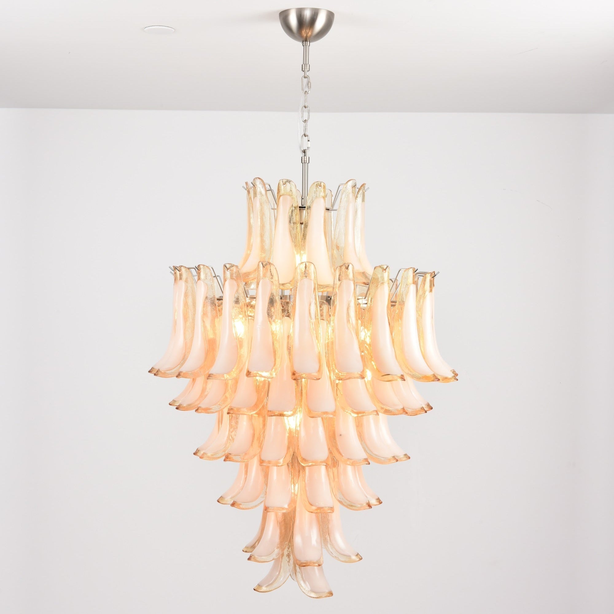 Aurora Chandelier Amber Murano Glass Petal Layered Luxury