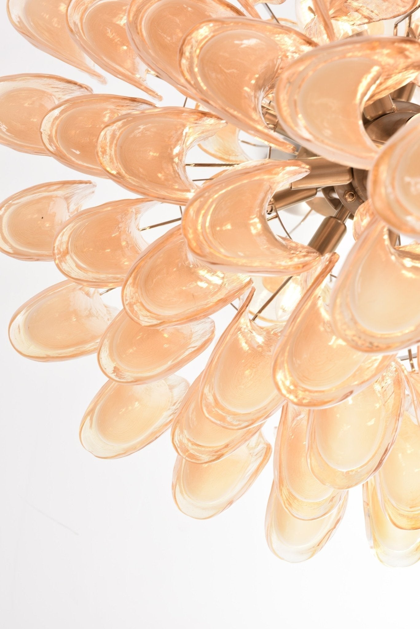 Aurora Chandelier Amber Murano Glass Petal Layered Luxury