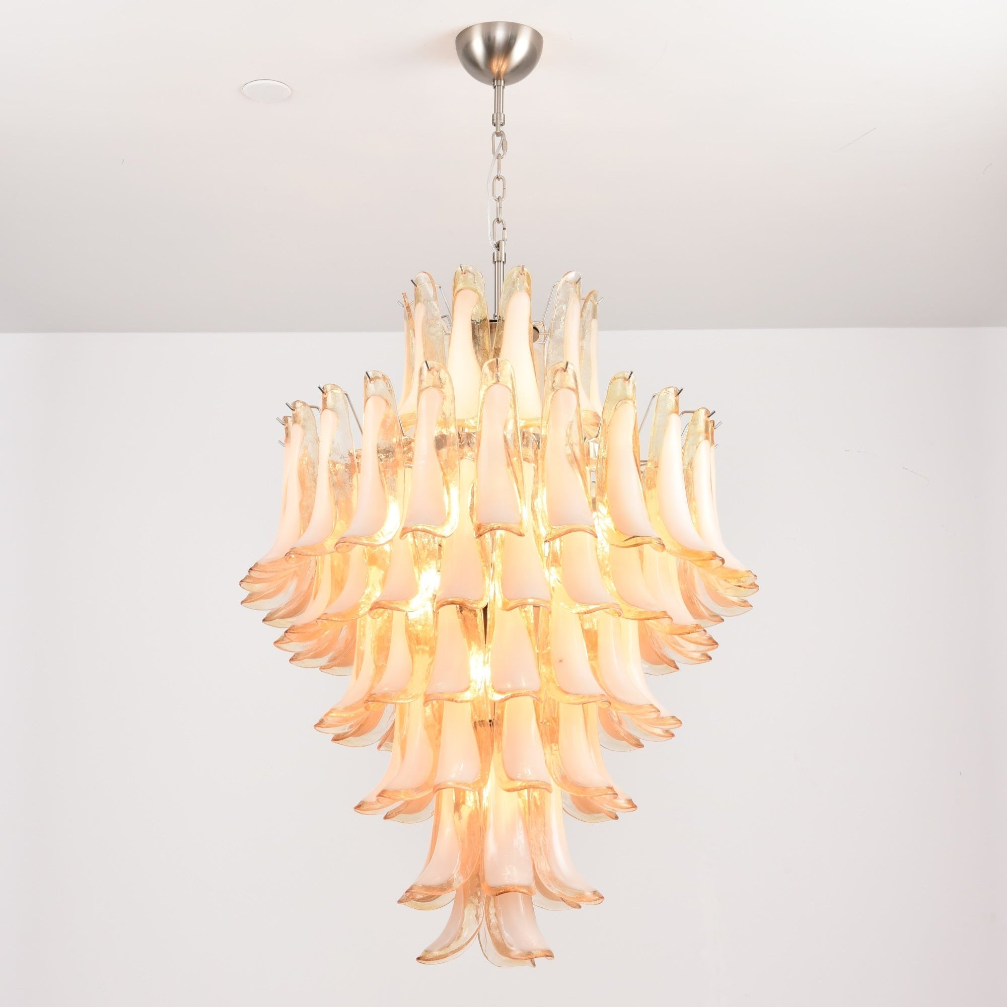 Aurora Chandelier Amber Murano Glass Petal Layered Luxury