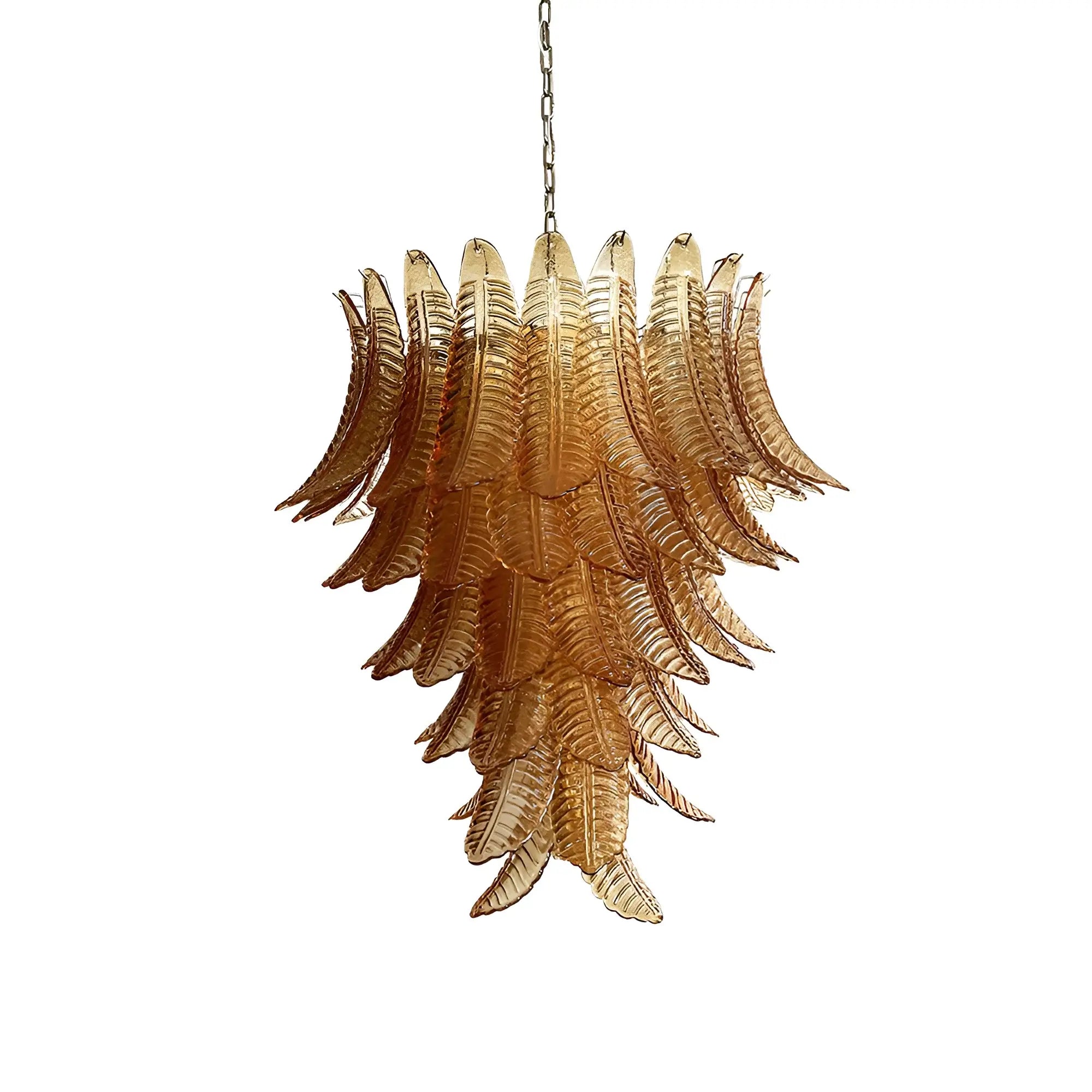 Aurora Chandelier Amber Murano Glass Leaves Layered