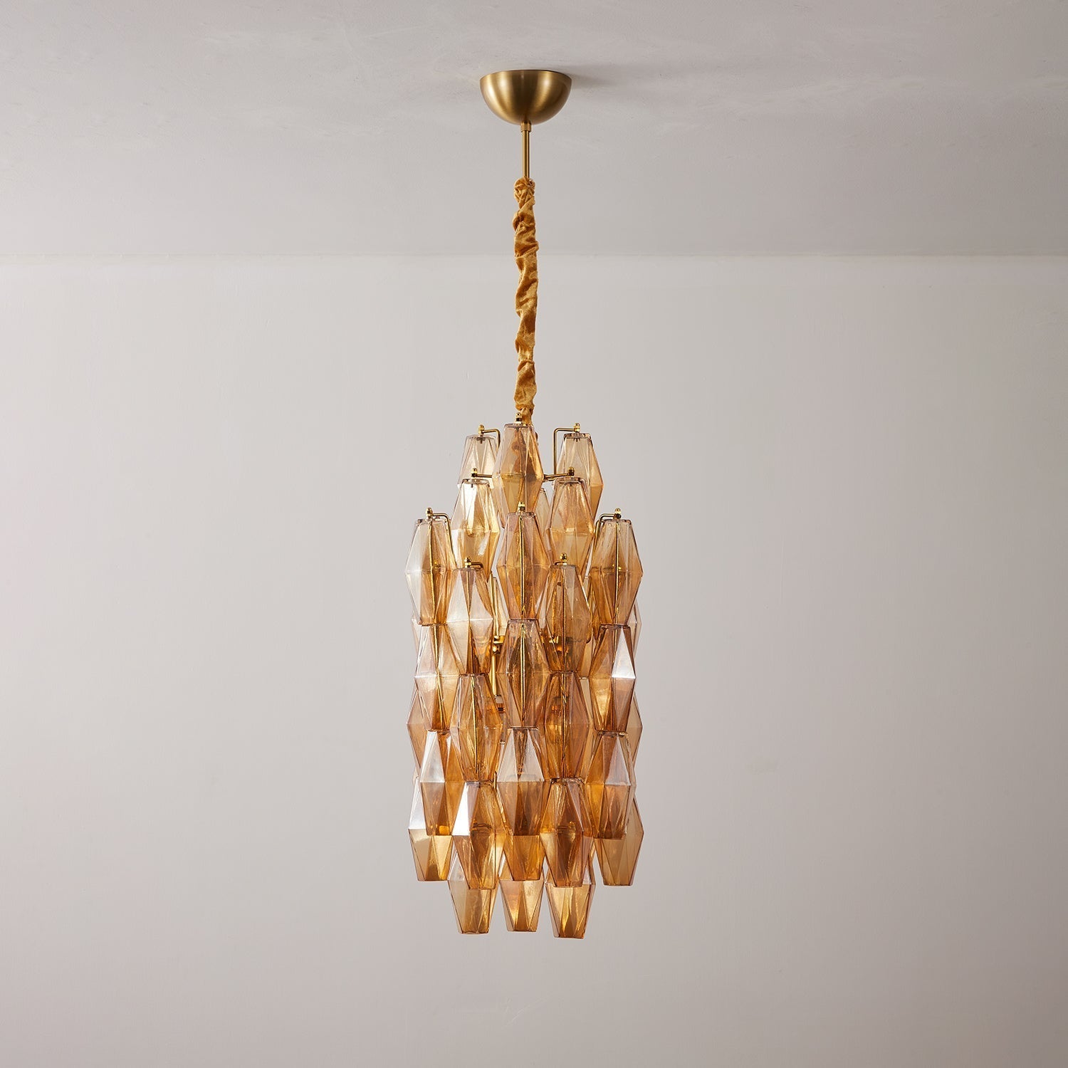 Aurora Chandelier Amber Prism Long Cascading Glass Vintage - Neutralighting