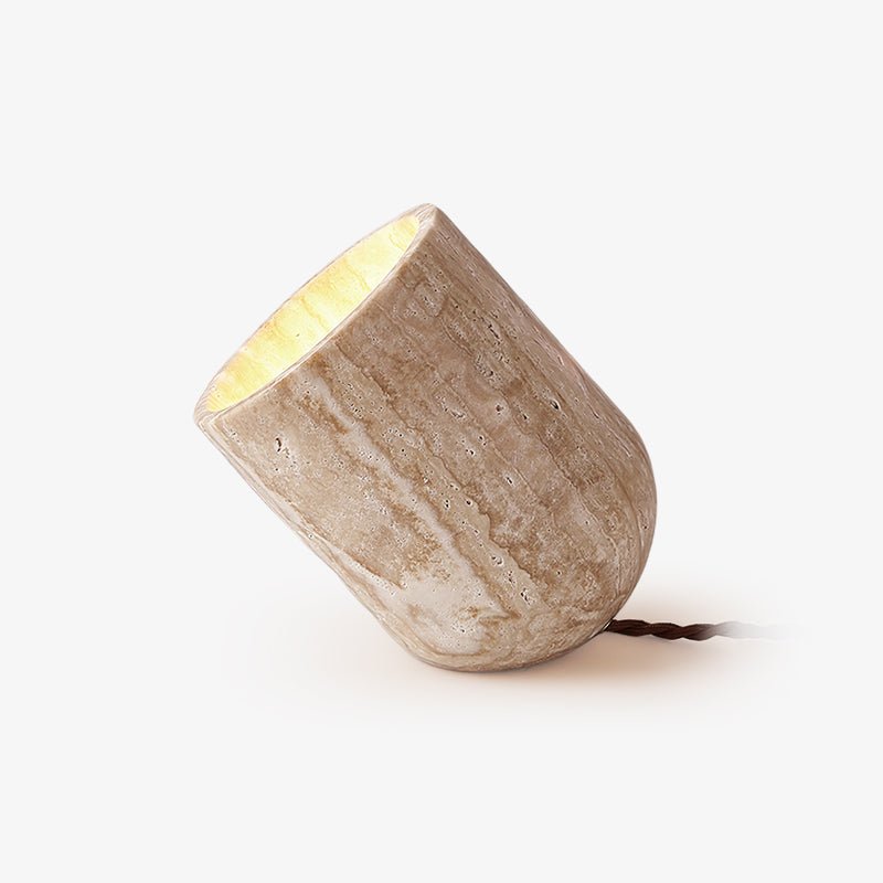 Mysilarae Tapered Block Travertine Table Lamp - Neutralighting