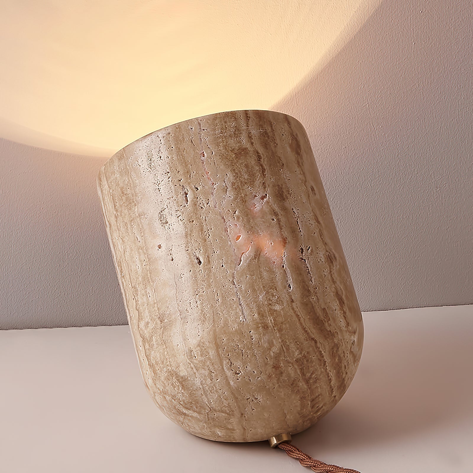 Mysilarae Tapered Block Travertine Table Lamp - Neutralighting