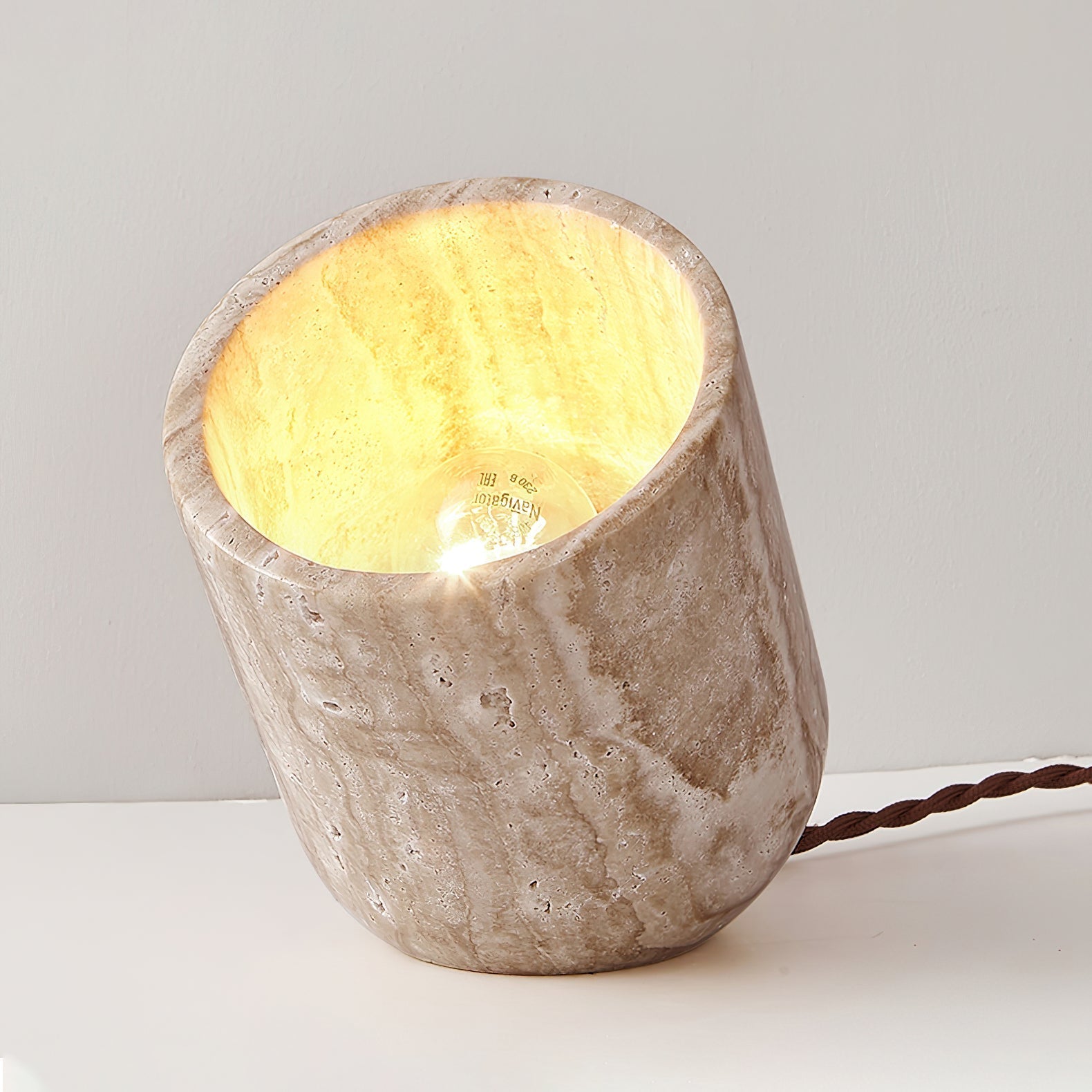 Mysilarae Tapered Block Travertine Table Lamp - Neutralighting