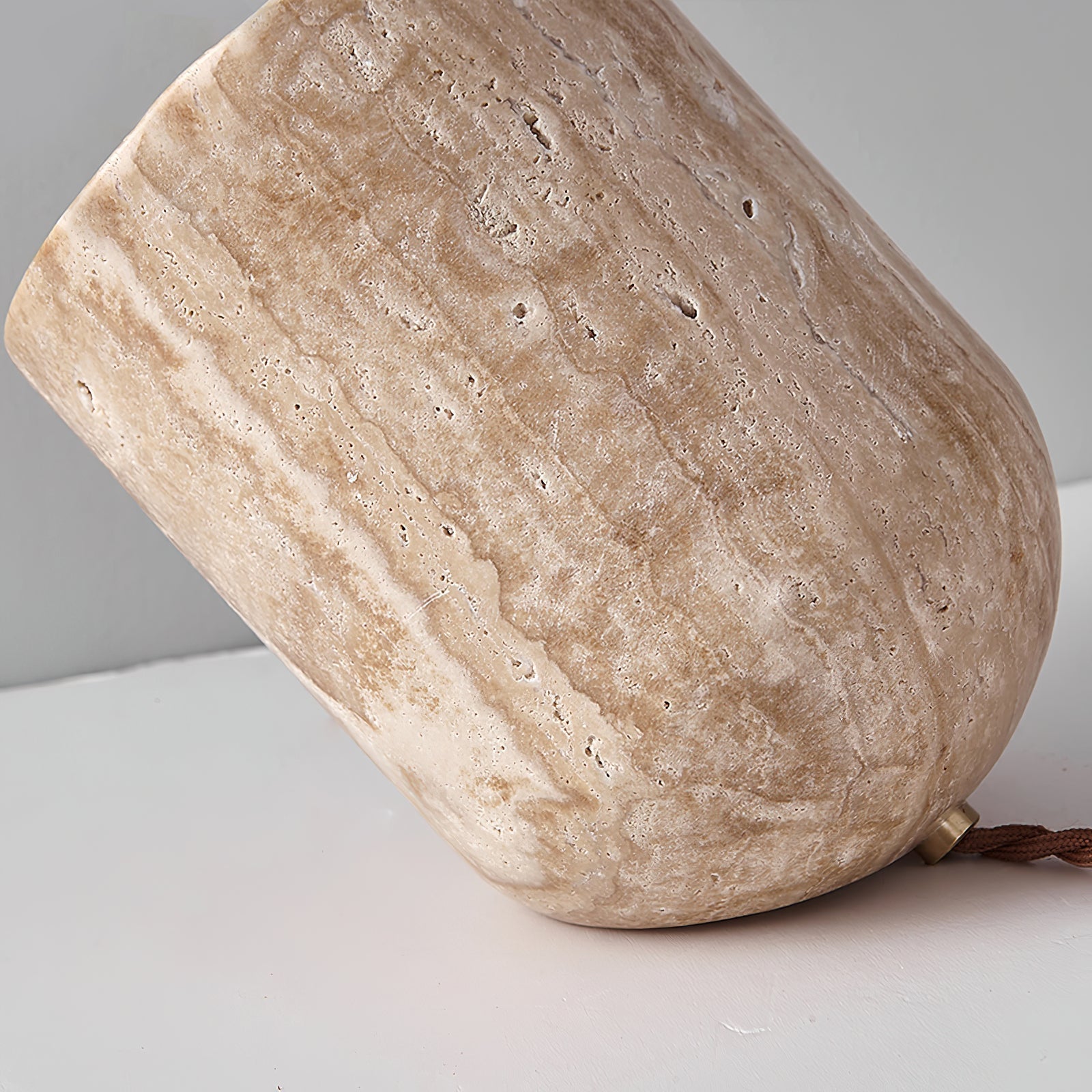 Mysilarae Tapered Block Travertine Table Lamp - Neutralighting