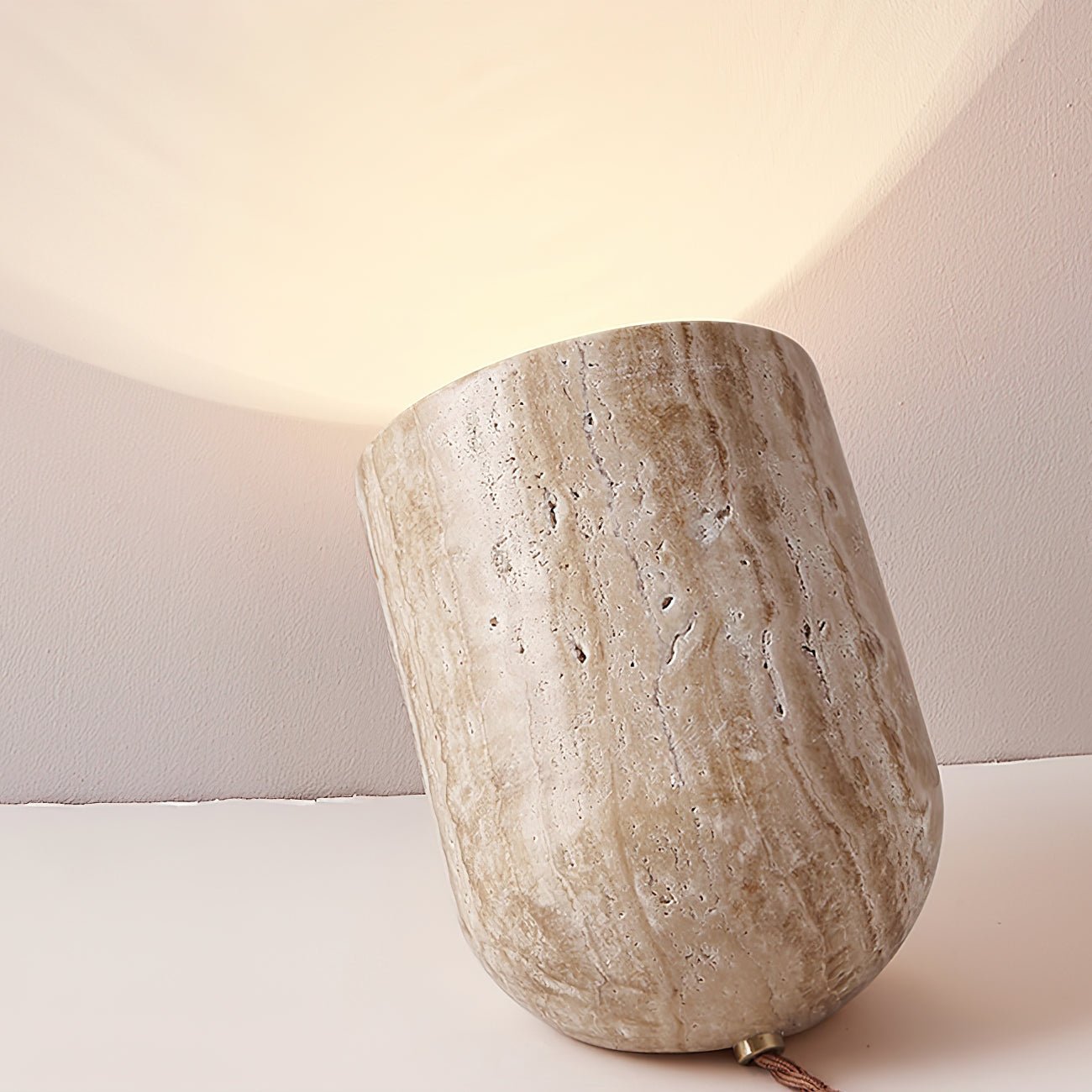 Mysilarae Tapered Block Travertine Table Lamp - Neutralighting