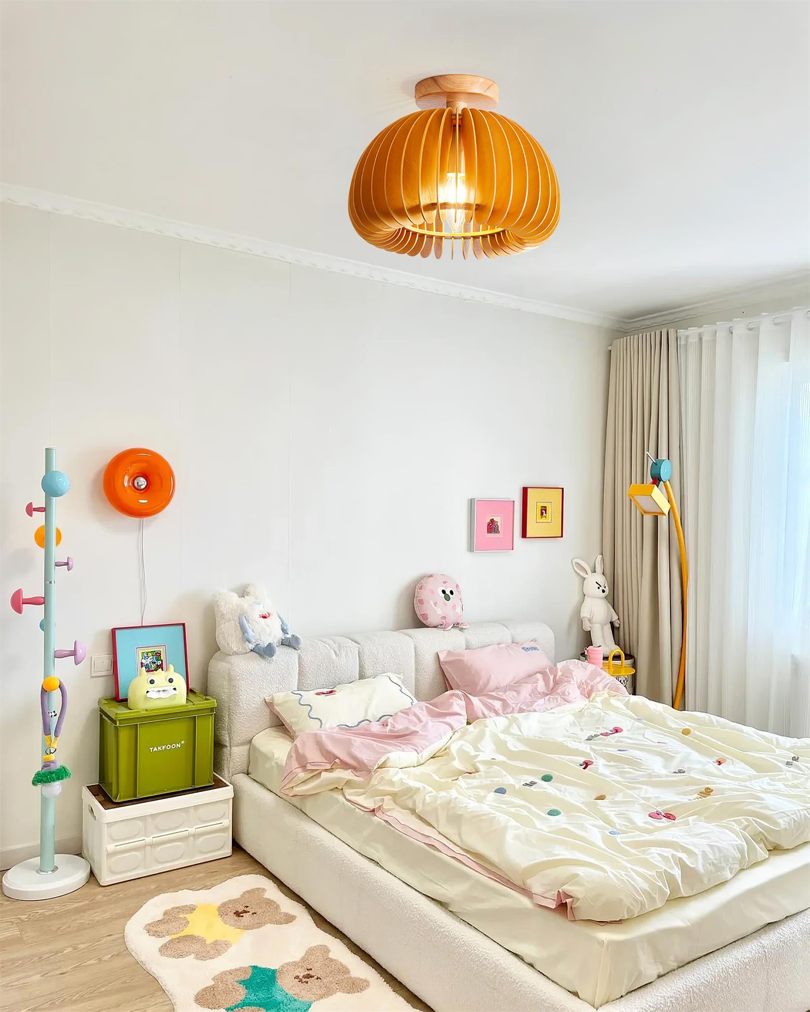 Ceiling Light Pumpkin with Basswood Canopy and Shade Natural - Neutralighting