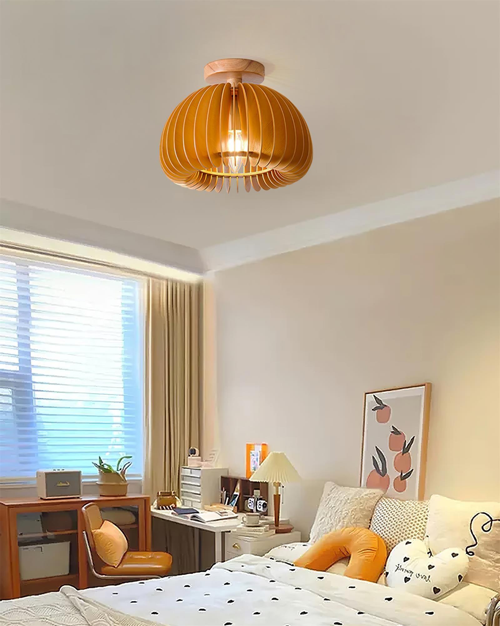 Ceiling Light Pumpkin with Basswood Canopy and Shade Natural - Neutralighting