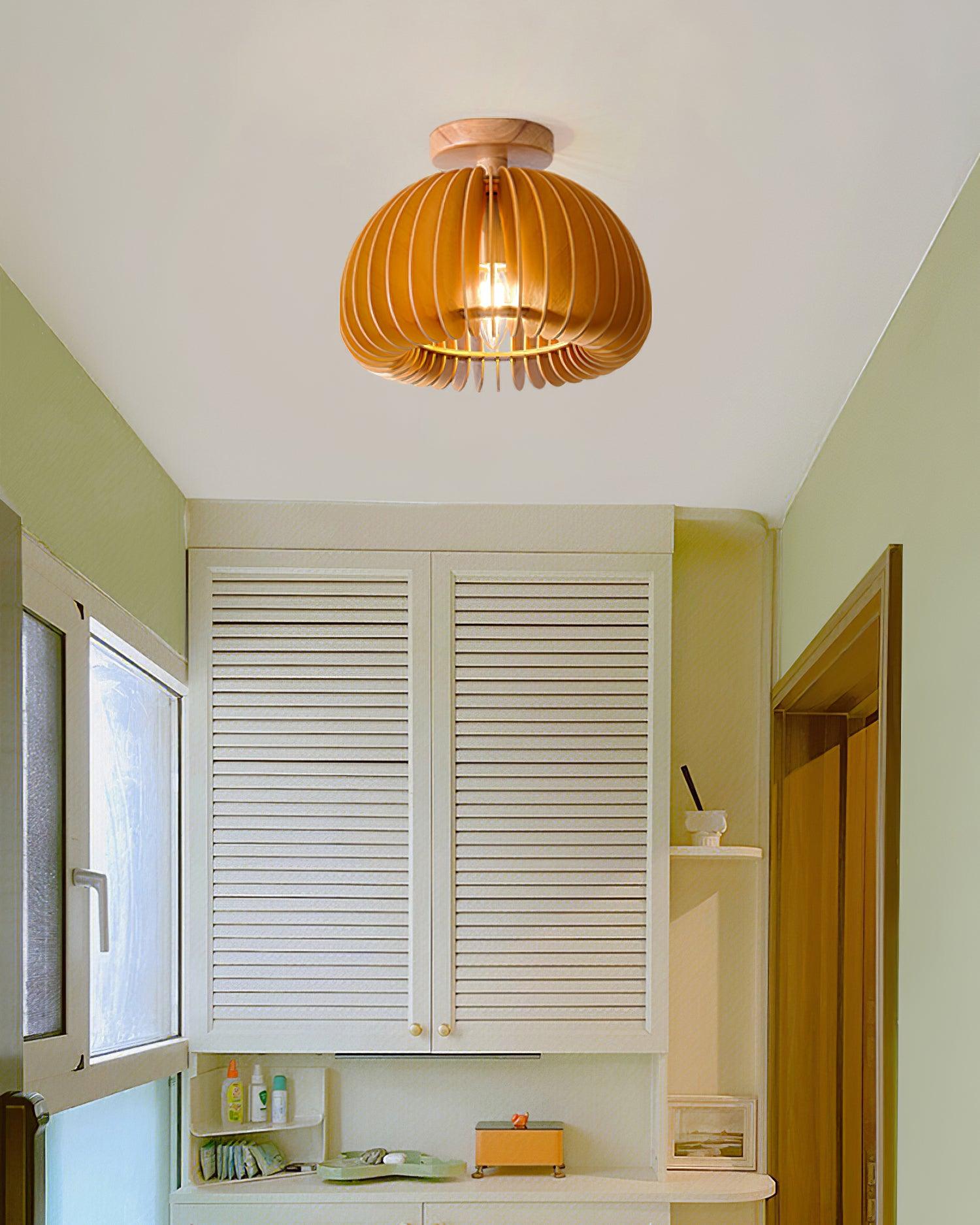Ceiling Light Pumpkin with Basswood Canopy and Shade Natural - Neutralighting