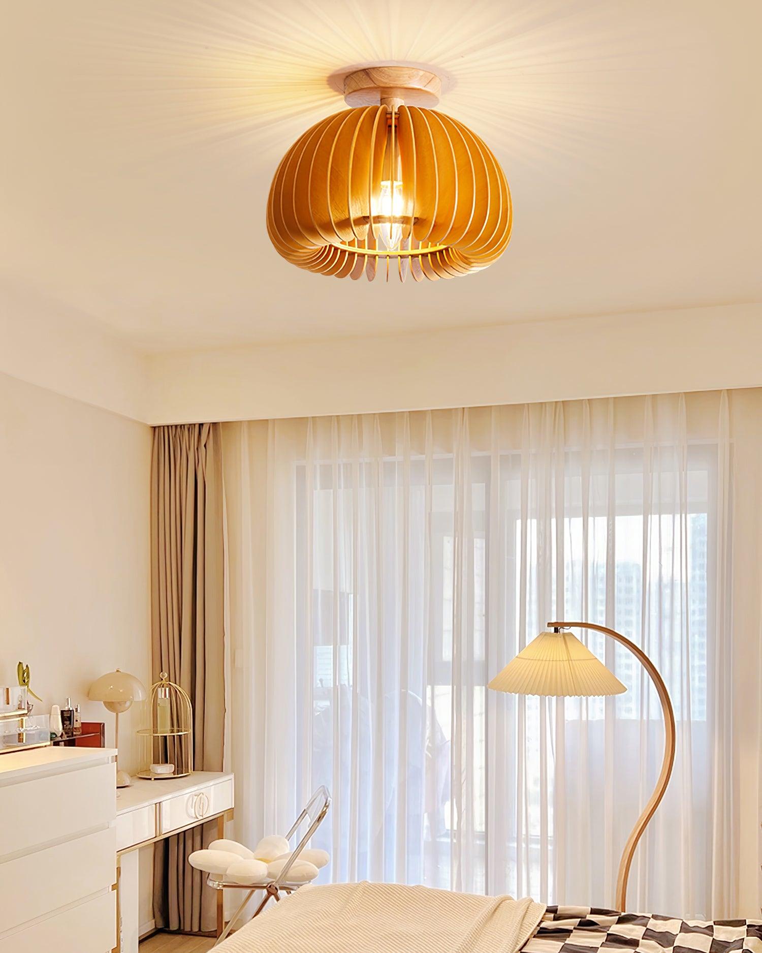Ceiling Light Pumpkin with Basswood Canopy and Shade Natural - Neutralighting