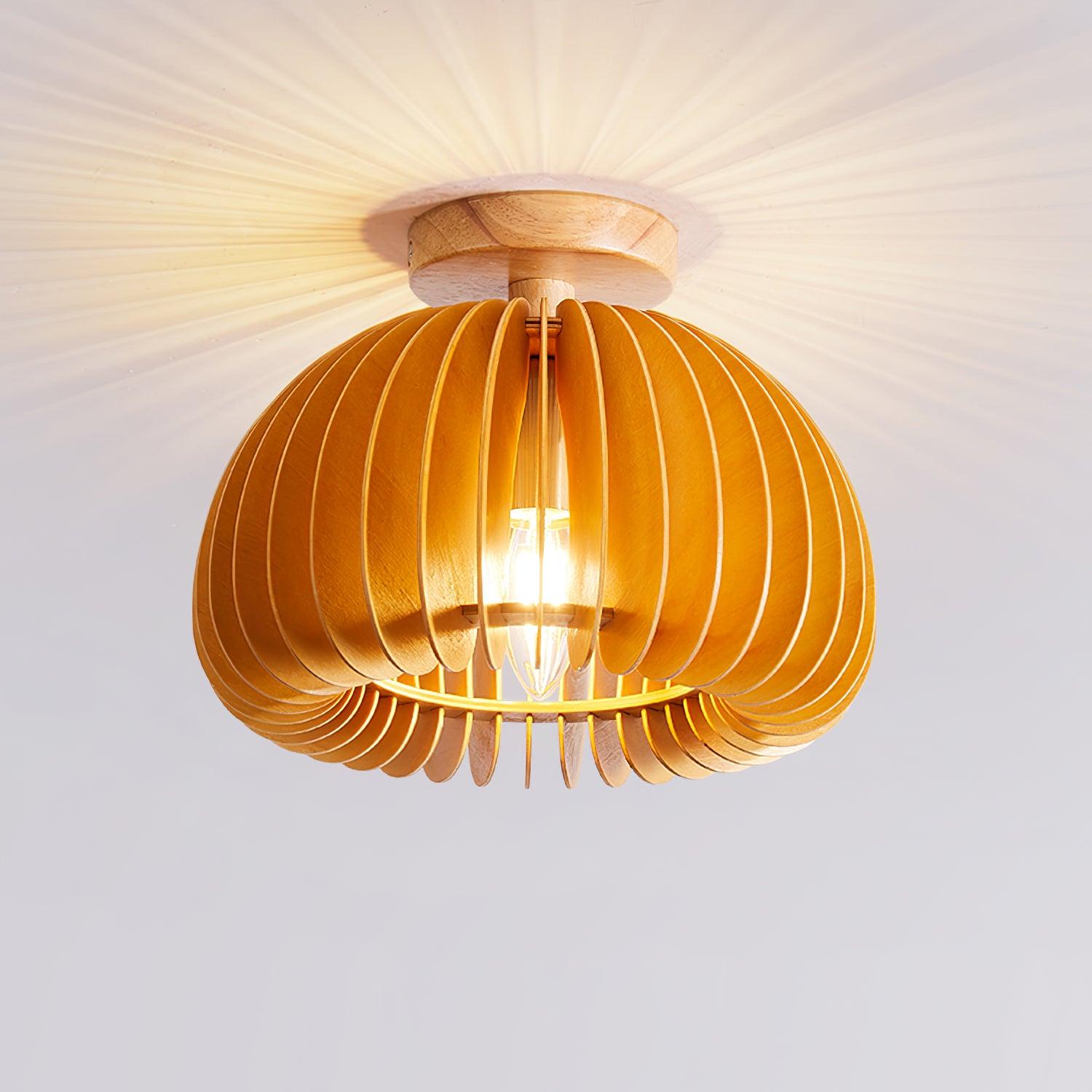 Ceiling Light Pumpkin with Basswood Canopy and Shade Natural - Neutralighting